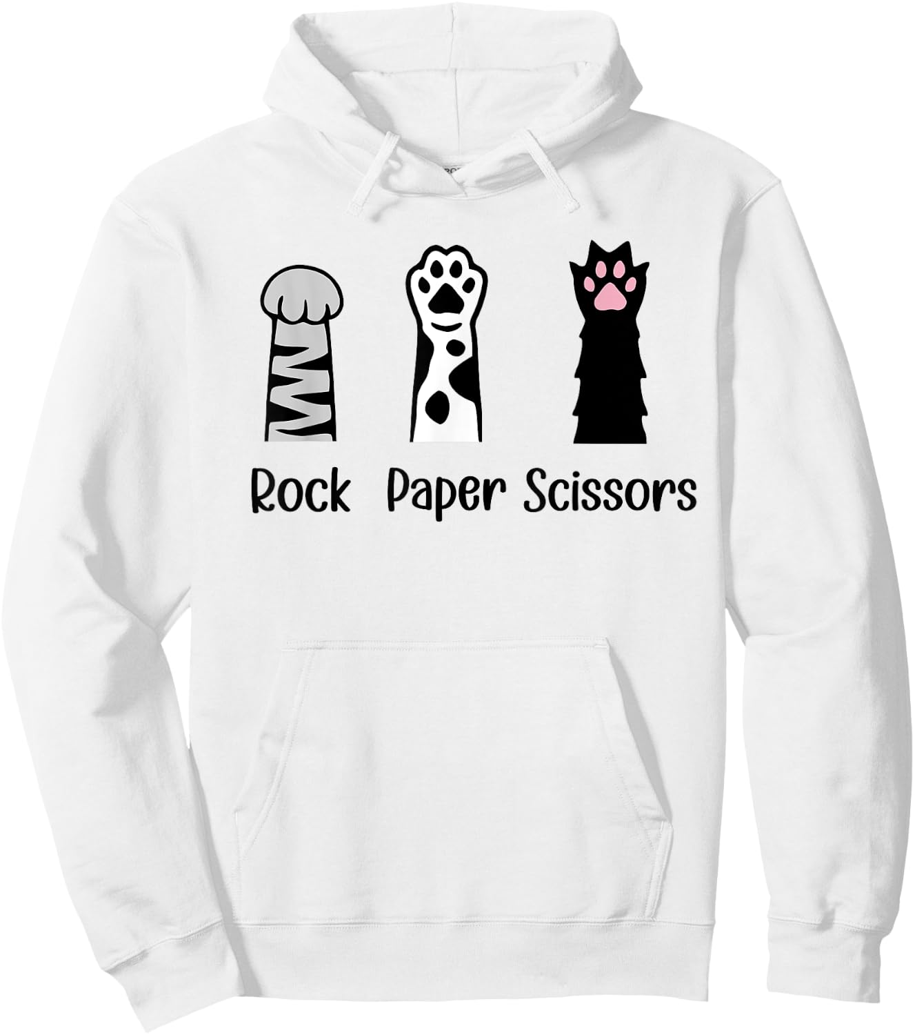 Introvert Cat Animal Rescue Pet Lover Gifts ROCK PAPER SCISSORS Hand Game Cute Paw Funny Cat Lover Hoodie - Hoodie | White