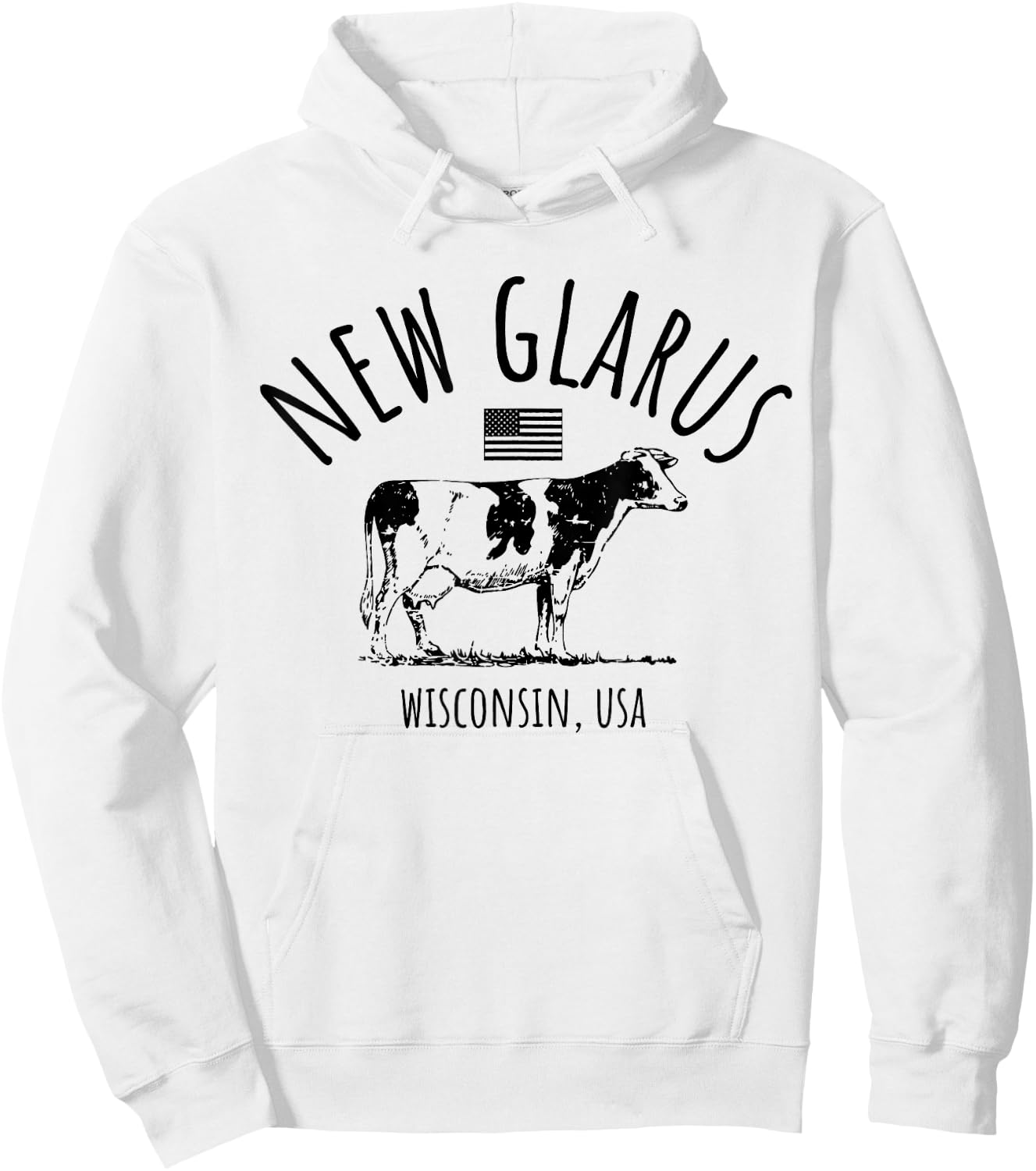 New Glarus Wisconsin USA Retro Cow Vintage Style Design Hoodie - Hoodie | White