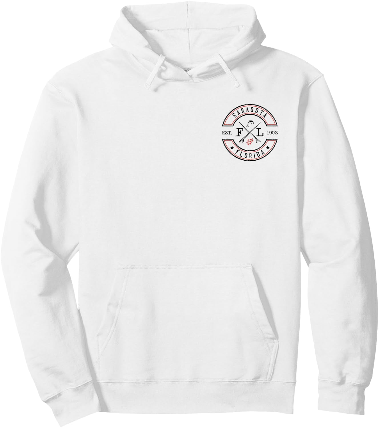 Sarasota Florida FL Retro Surfer Front & Back Hoodie - Hoodie | White