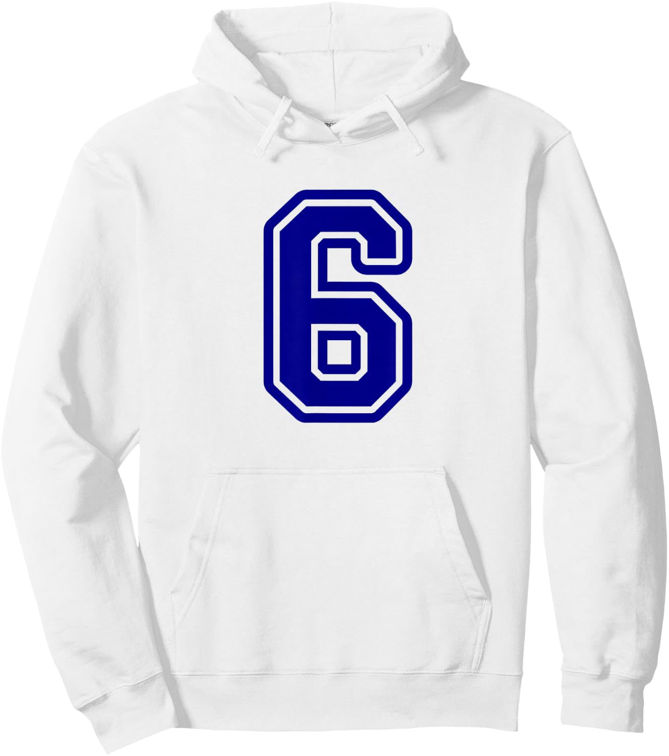 Blue Sports Team Number #6 Hoodie - Hoodie | White