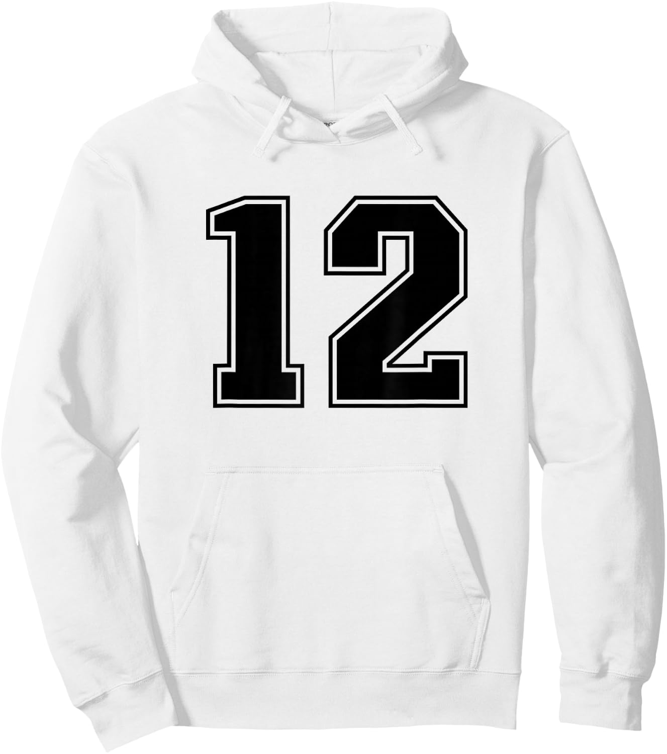 Black Sports Team Number #12 Hoodie - Hoodie | White
