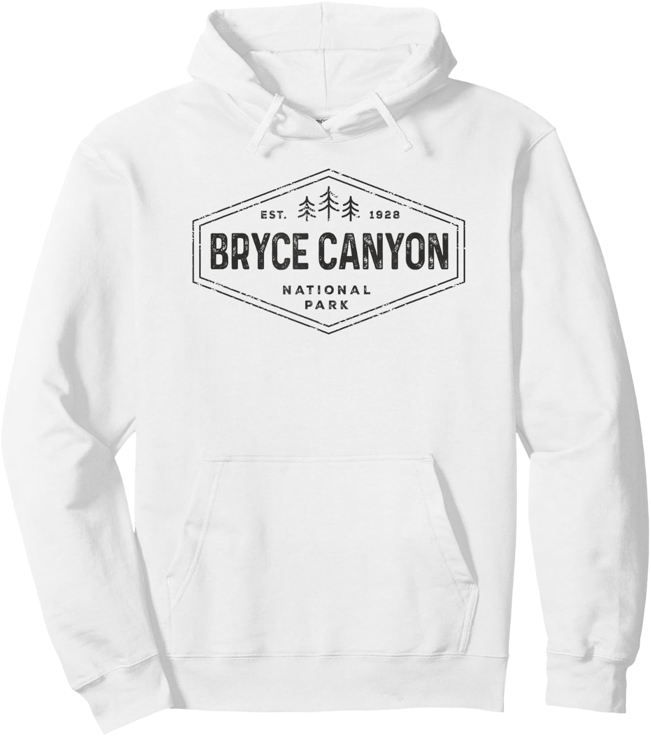 Bryce Canyon National Park Shirt Retro Hexagon Badge Hiking Hoodie - Hoodie | White