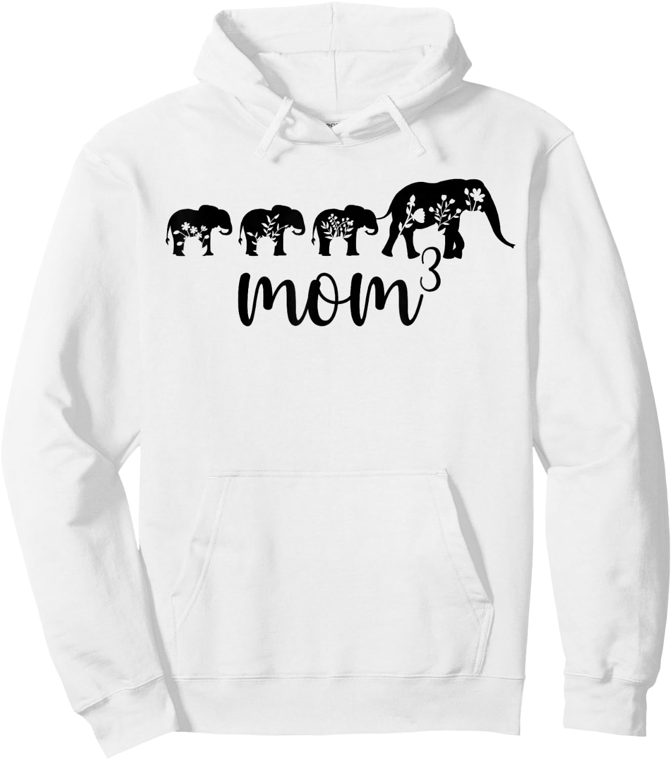 Mom Of Three Elephant Triplet Mom Of 3 Mama Of Three Hoodie - Hoodie | White