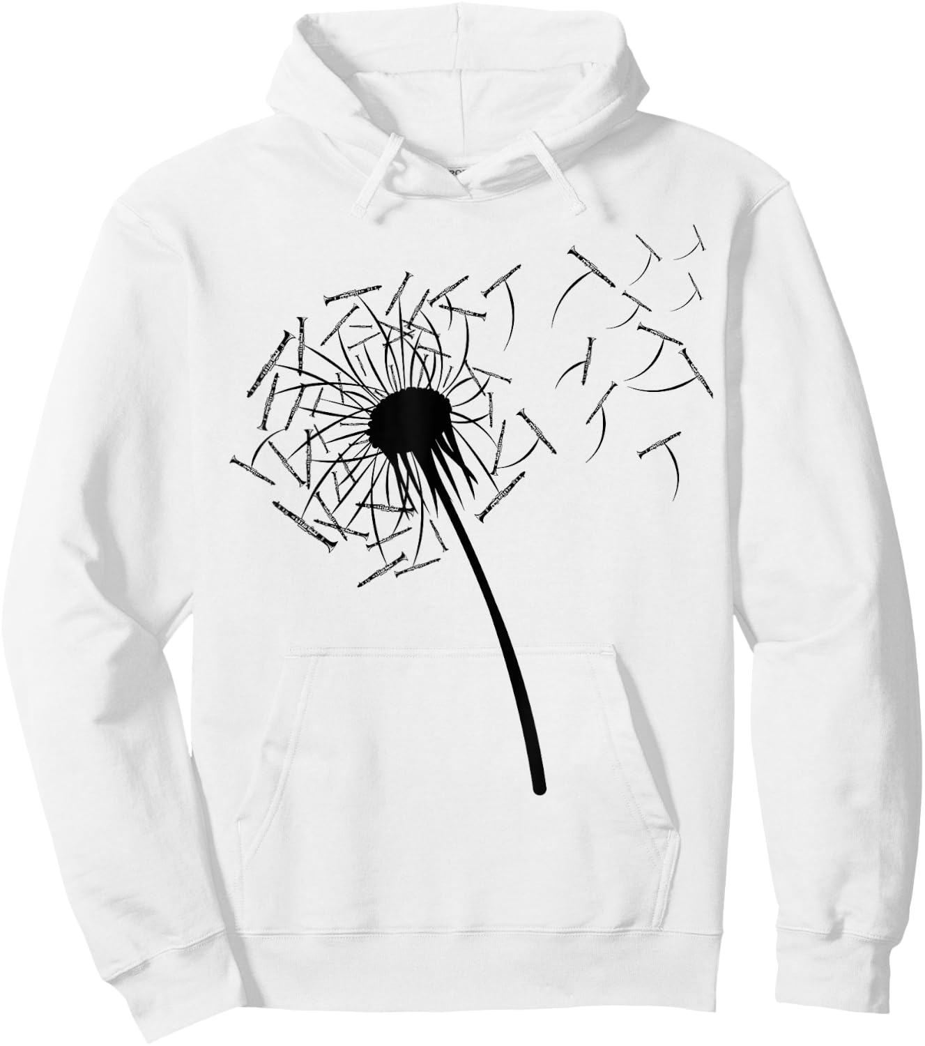 Dandelion Clarinet Shirt for Clarinetist | Clarinet Hoodie - Hoodie | White