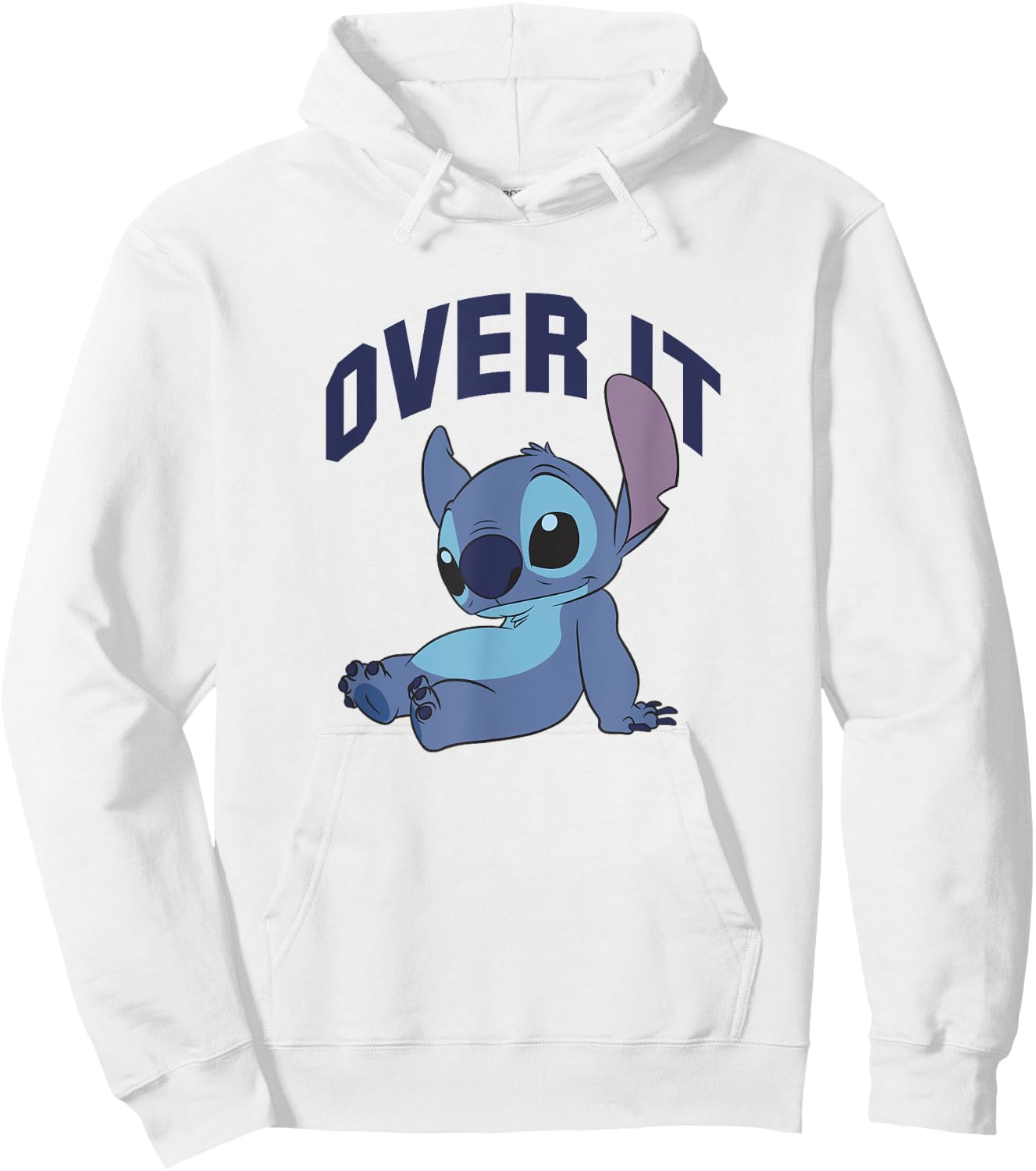 Disney Lilo & Stitch Over It Not In The Mood Big Chest Logo Hoodie - Hoodie | White