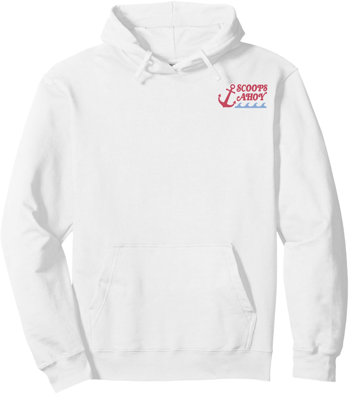 Stranger Things Scoops Ahoy Small Left Pocket Size Logo Hoodie - Hoodie | White