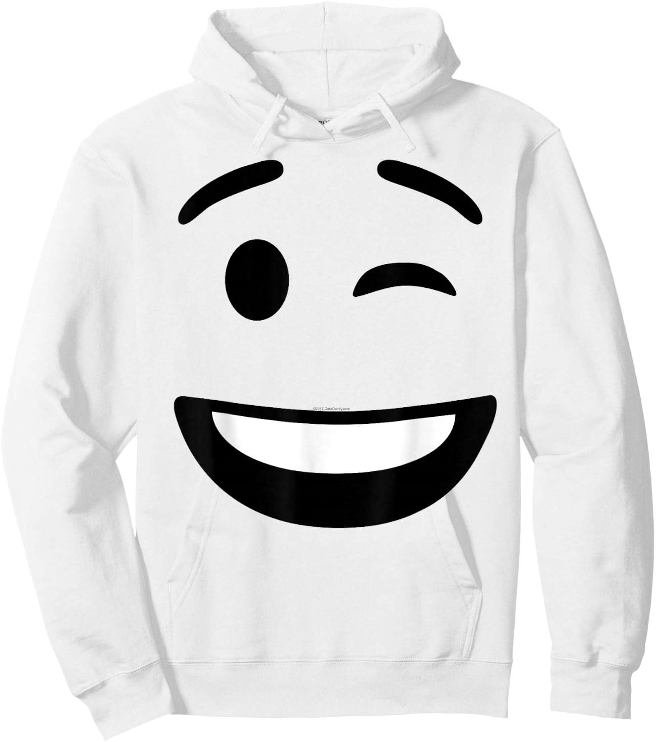 Winking Face Smile Instant Lazy Costume Icon Hoodie - Hoodie | White