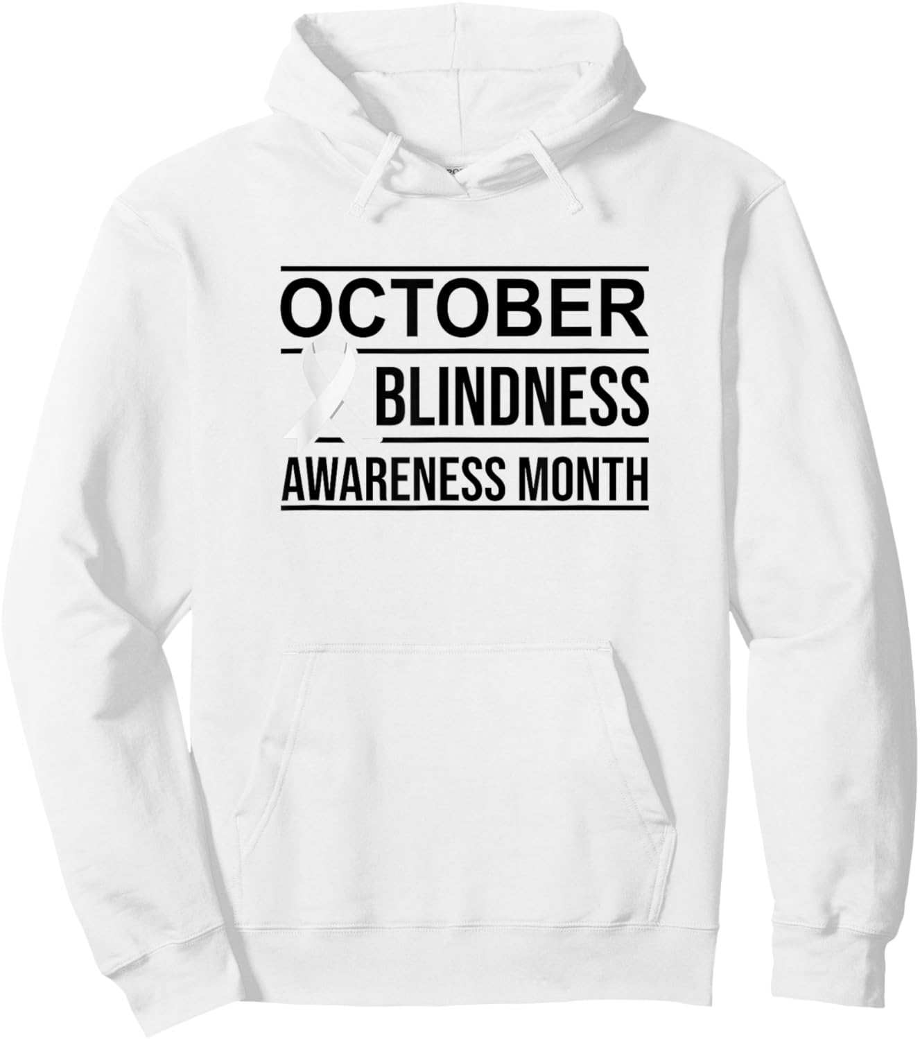 White Ribbon Blindness Awareness Hoodie - Hoodie | White