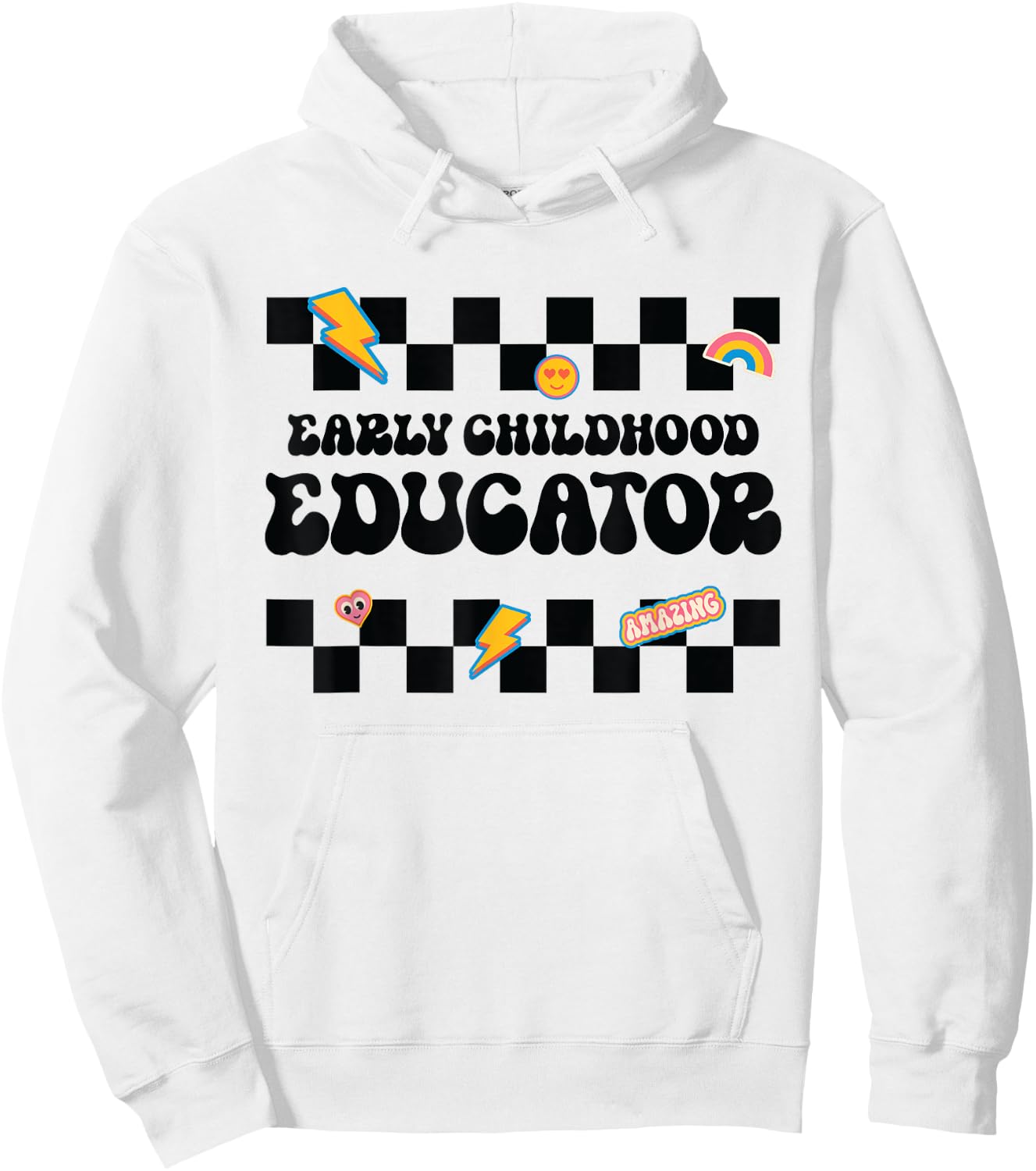 Early Childhood Educator, back to School Checkered Teacher Men Women Kids Hoodie - Hoodie | White