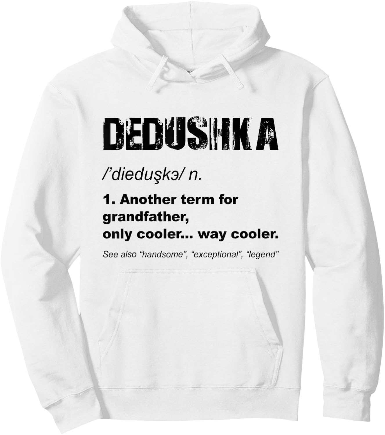 Dedushka Russian Grandpa Fathers Day Funny Dedushka Hoodie - Hoodie | White