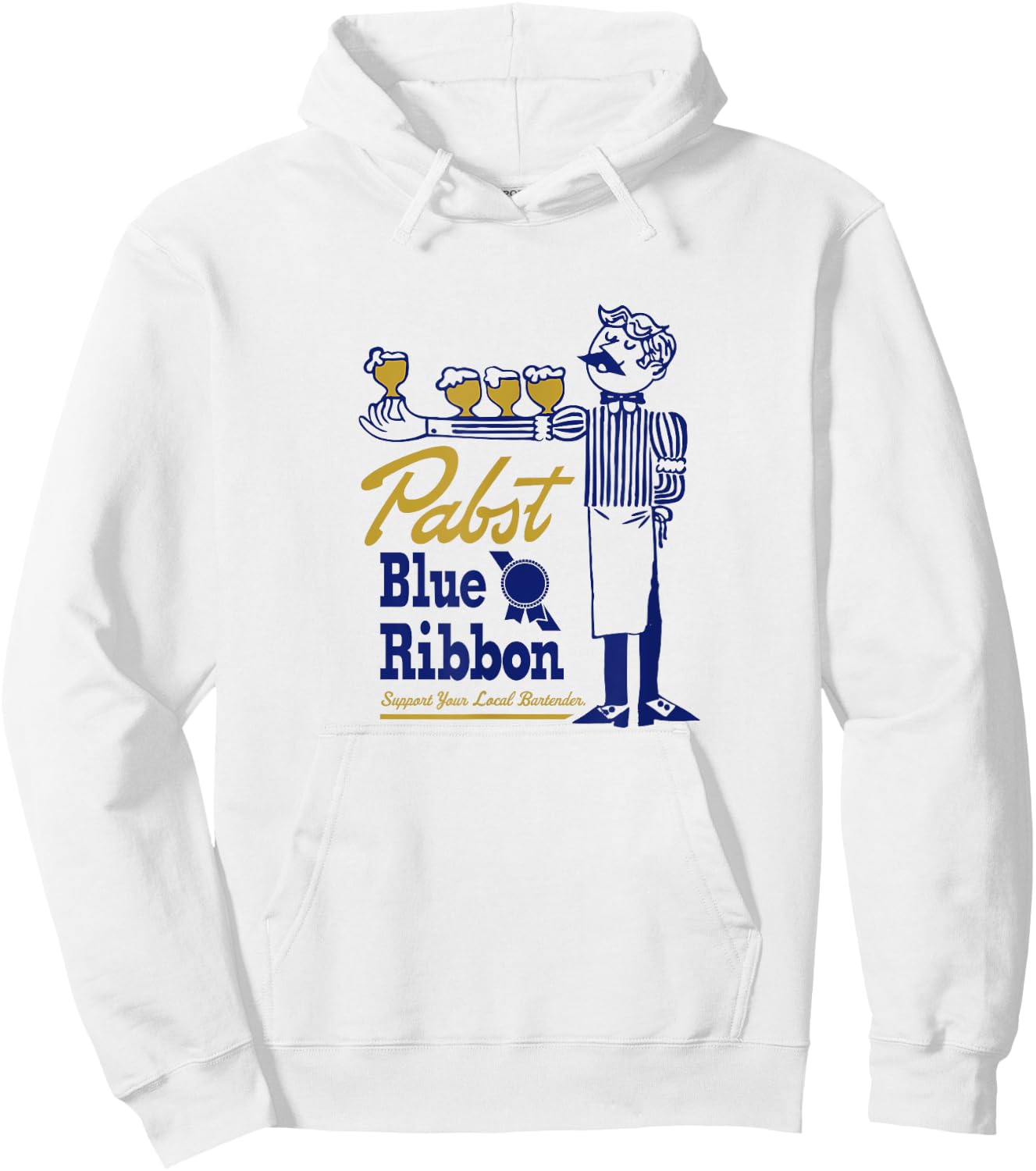 Pabst Blue Ribbon Classic Bartender Hoodie - Hoodie | White