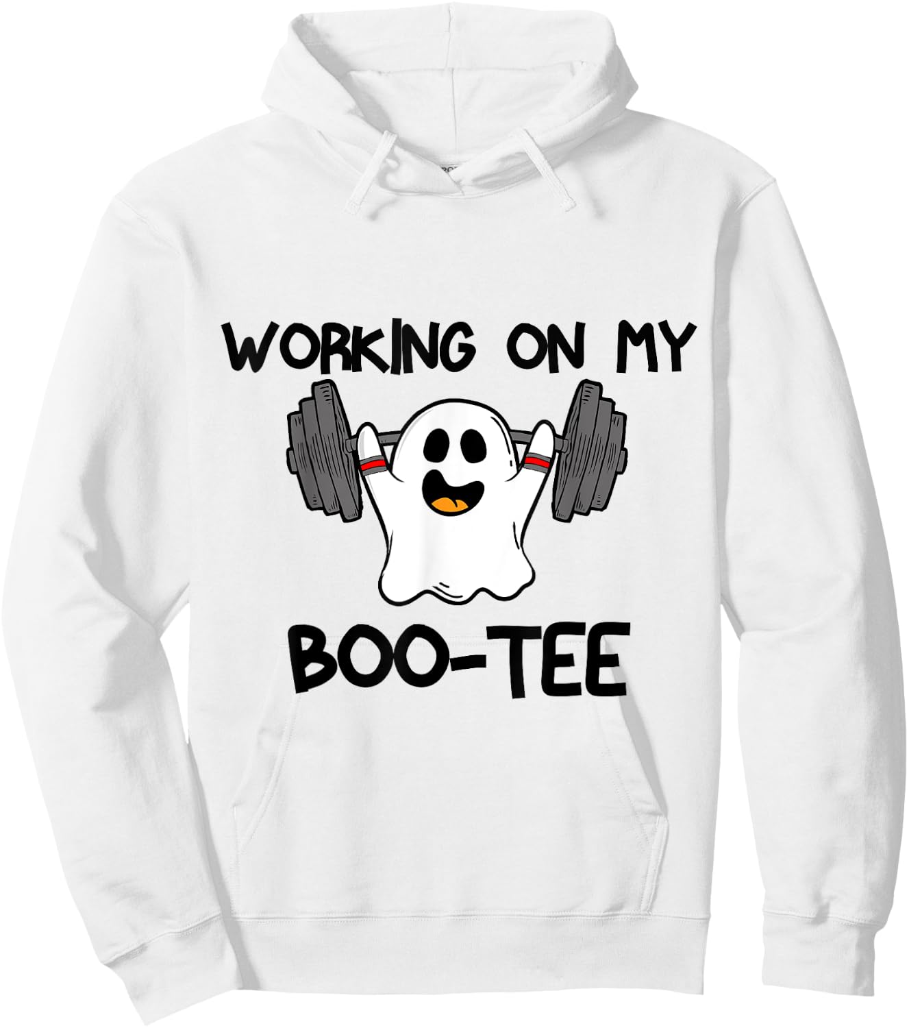 Working On My Booty Boo Ty Funny Halloween Gym Ghost Hoodie - Hoodie | White