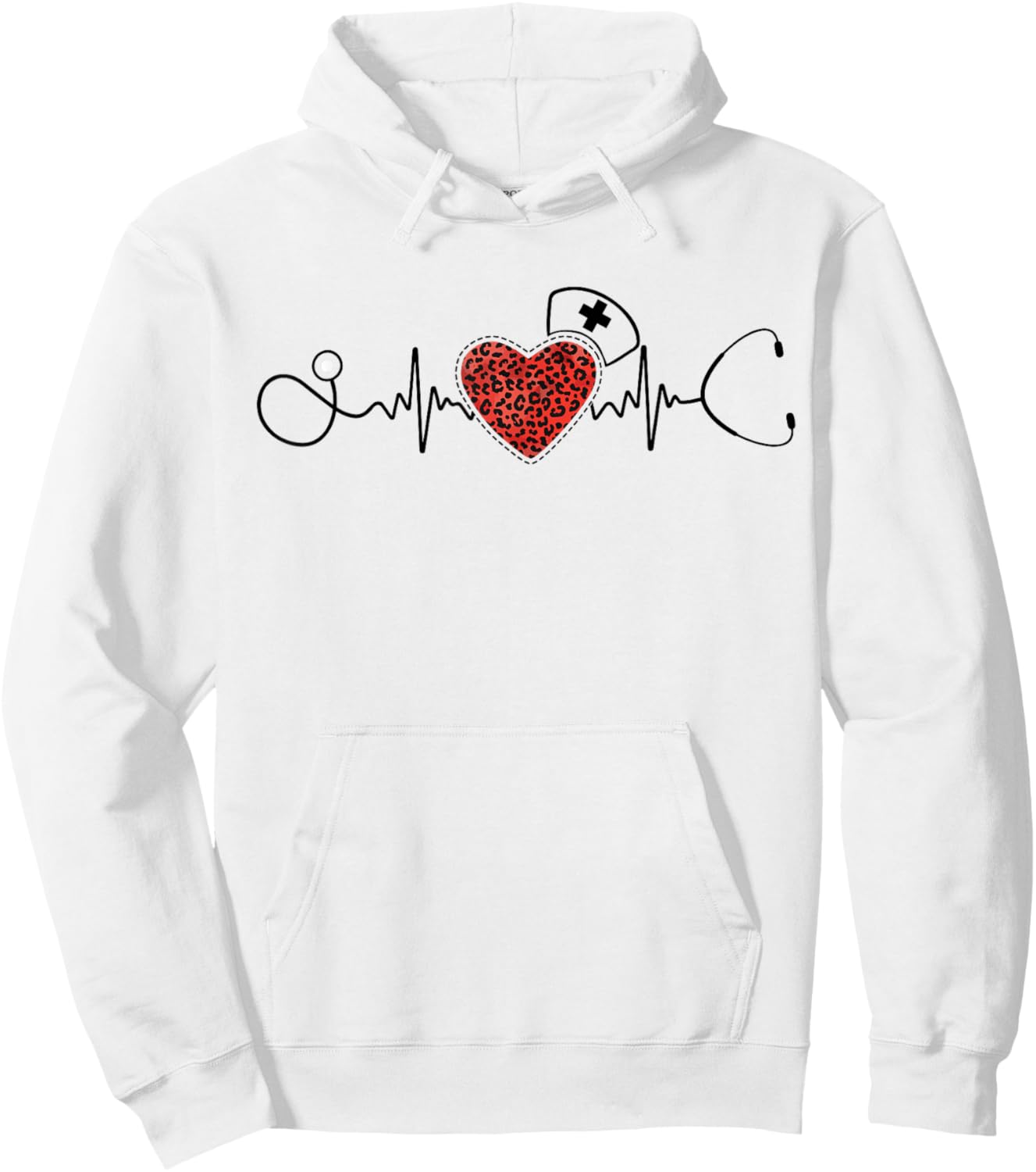 Nurse Shirts Nurse Shirt Blue Heart Pattern Classic Fit Pull On Small Hoodie - Hoodie | White