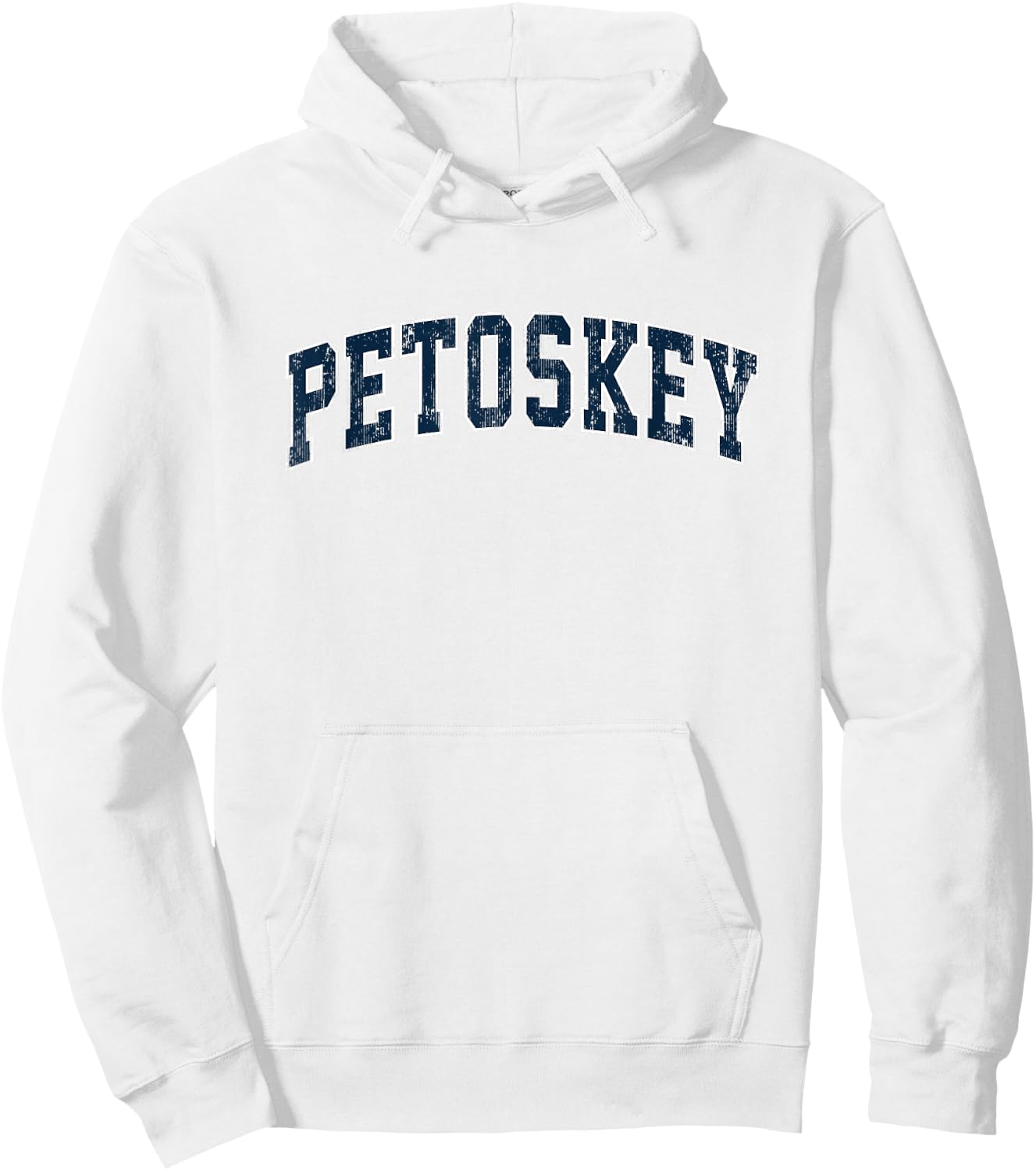 Petoskey Michigan MI Vintage Sports Design Navy Design Hoodie - Hoodie | White