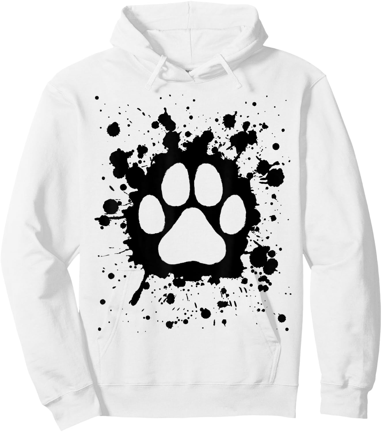 Cat Dog Paw Print Black Splatter Pet Lover Men Women Girls Kids Hoodie - Hoodie | White
