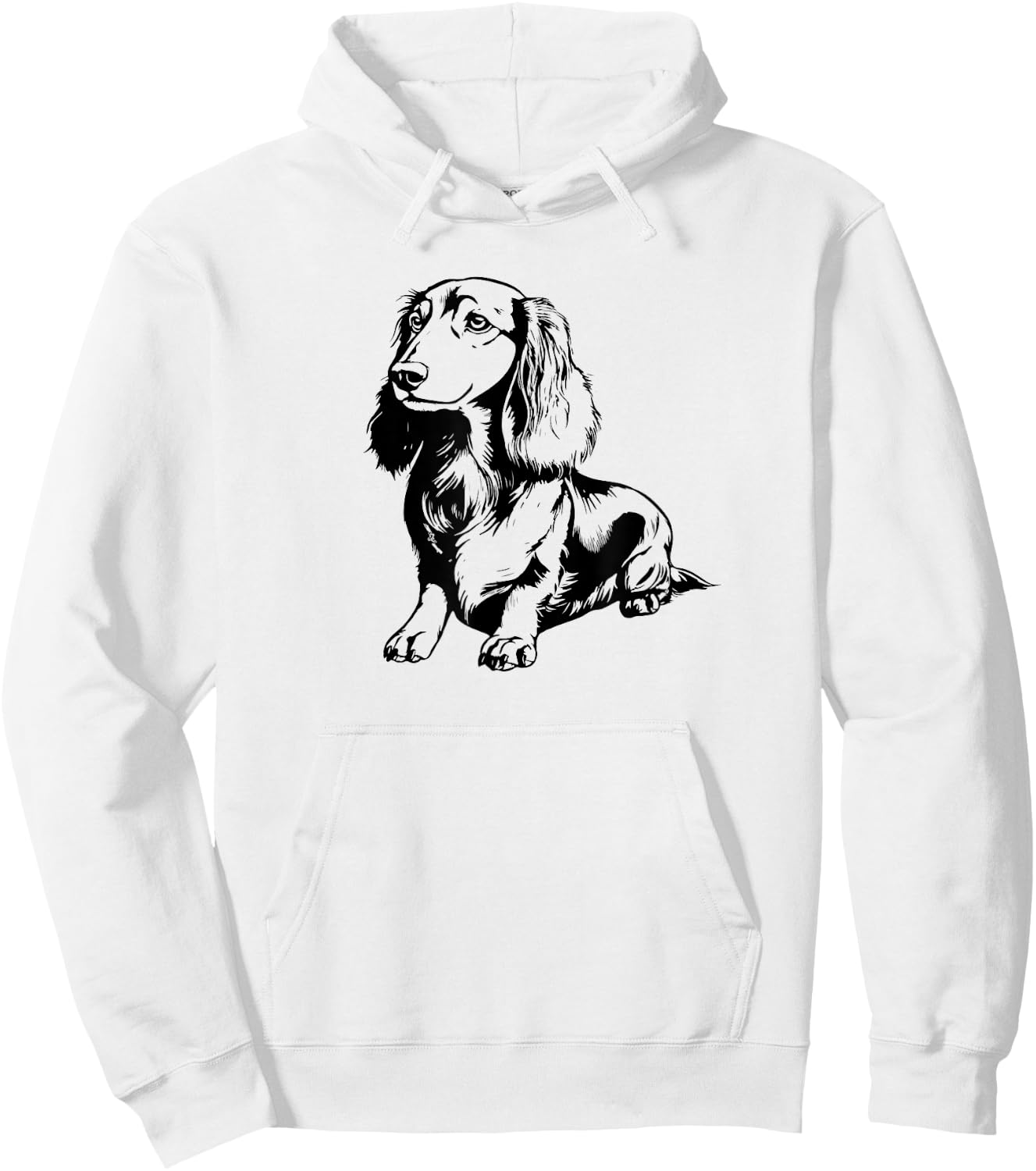 Retro Vintage Logo Long Haired Dachshund Lover Hoodie - Hoodie | White