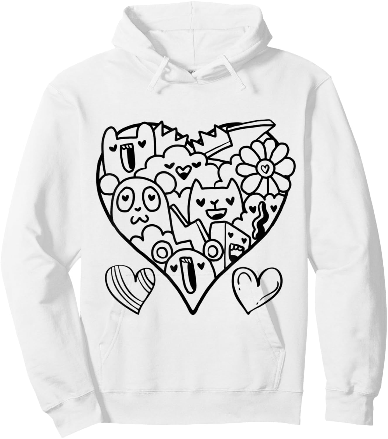 To Paint for Kids, Coloring Doodle Art Heart Hoodie - Hoodie | White