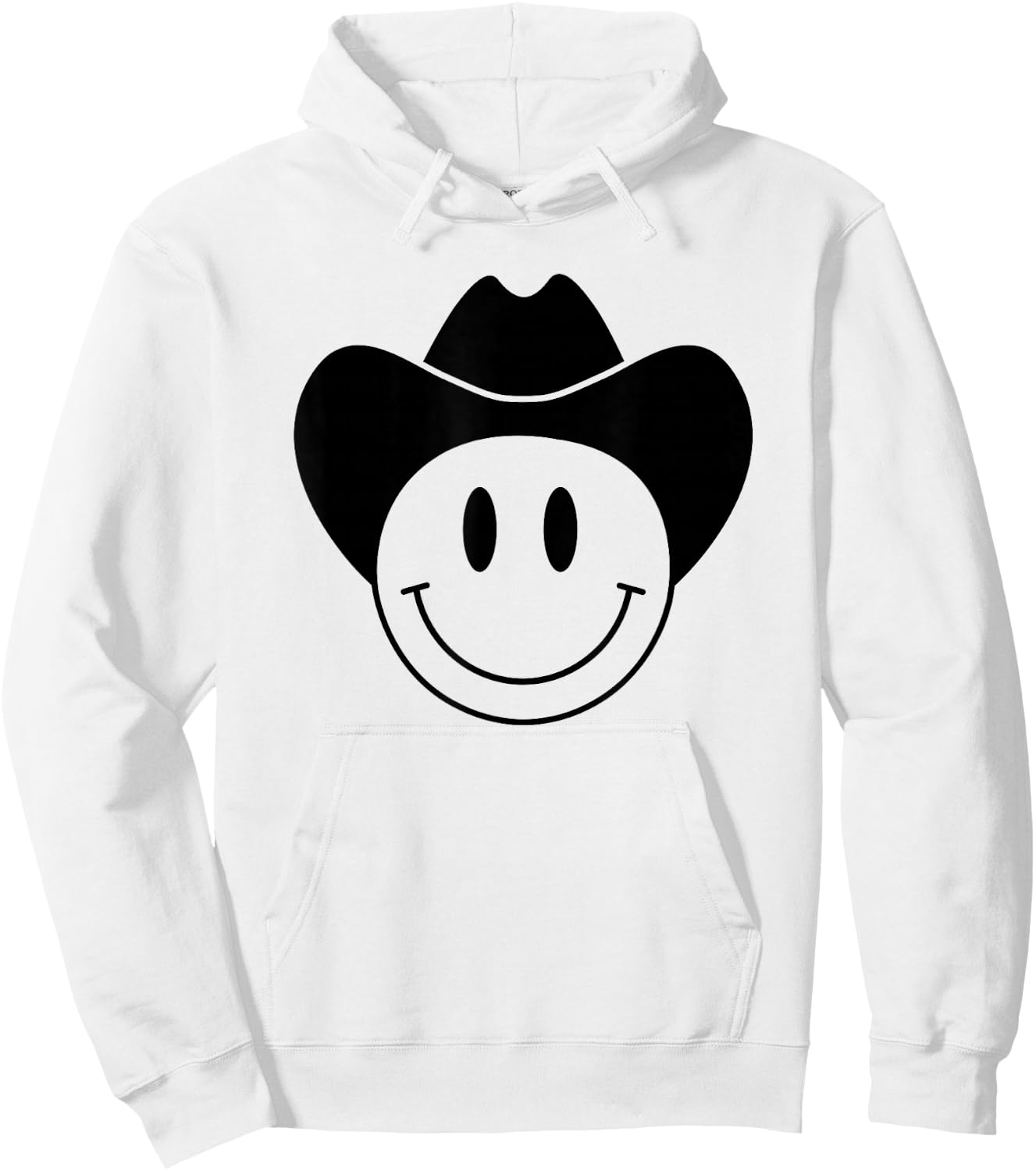 Smiling Happy Face With Black Rodeo Cowboy Hat Hoodie - Hoodie | White