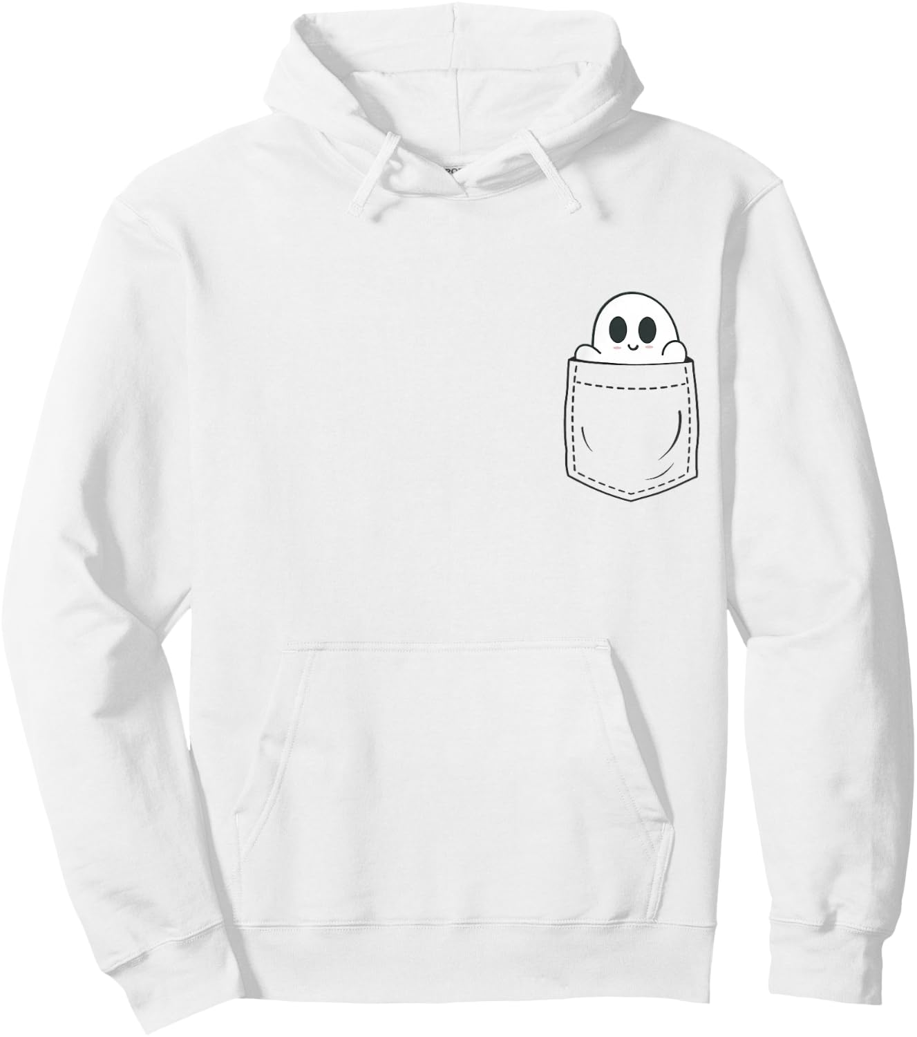 Ghost in Pocket Halloween Hoodie - Hoodie | White