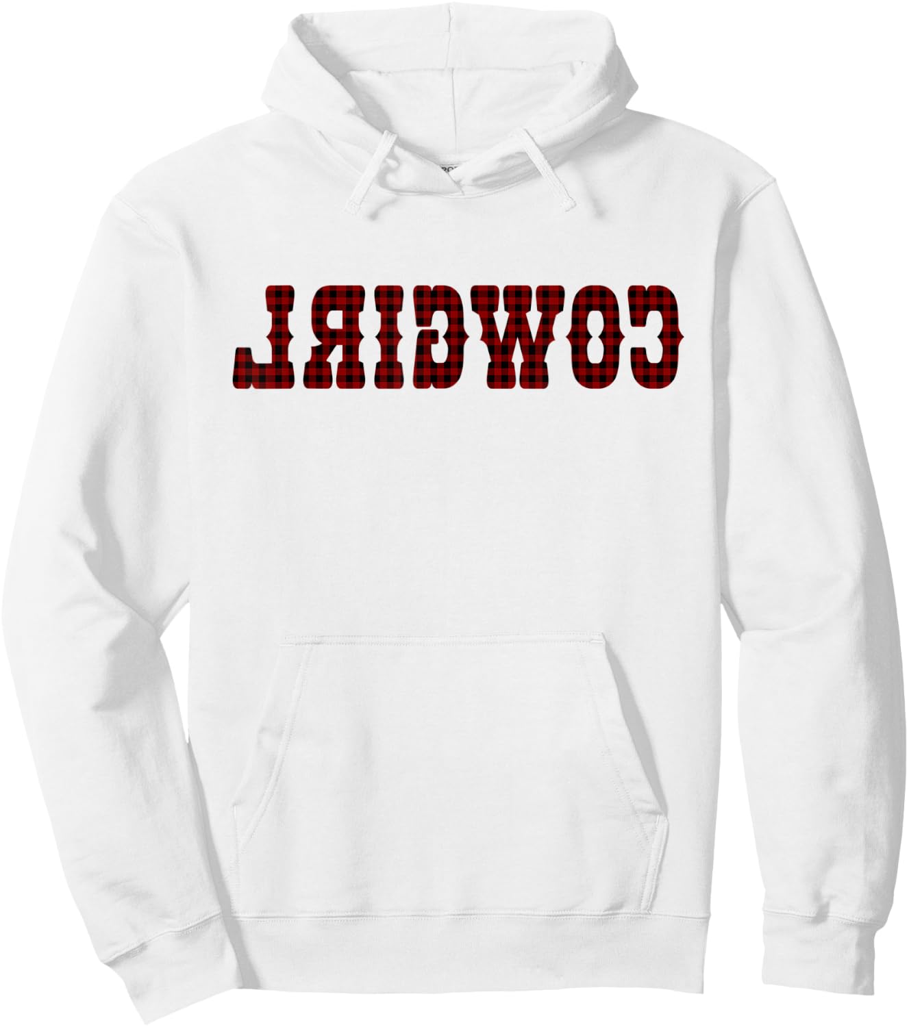 Country Funny Red Plaid Fall Buffalo Plaid Reverse Cowgirl Hoodie - Hoodie | White