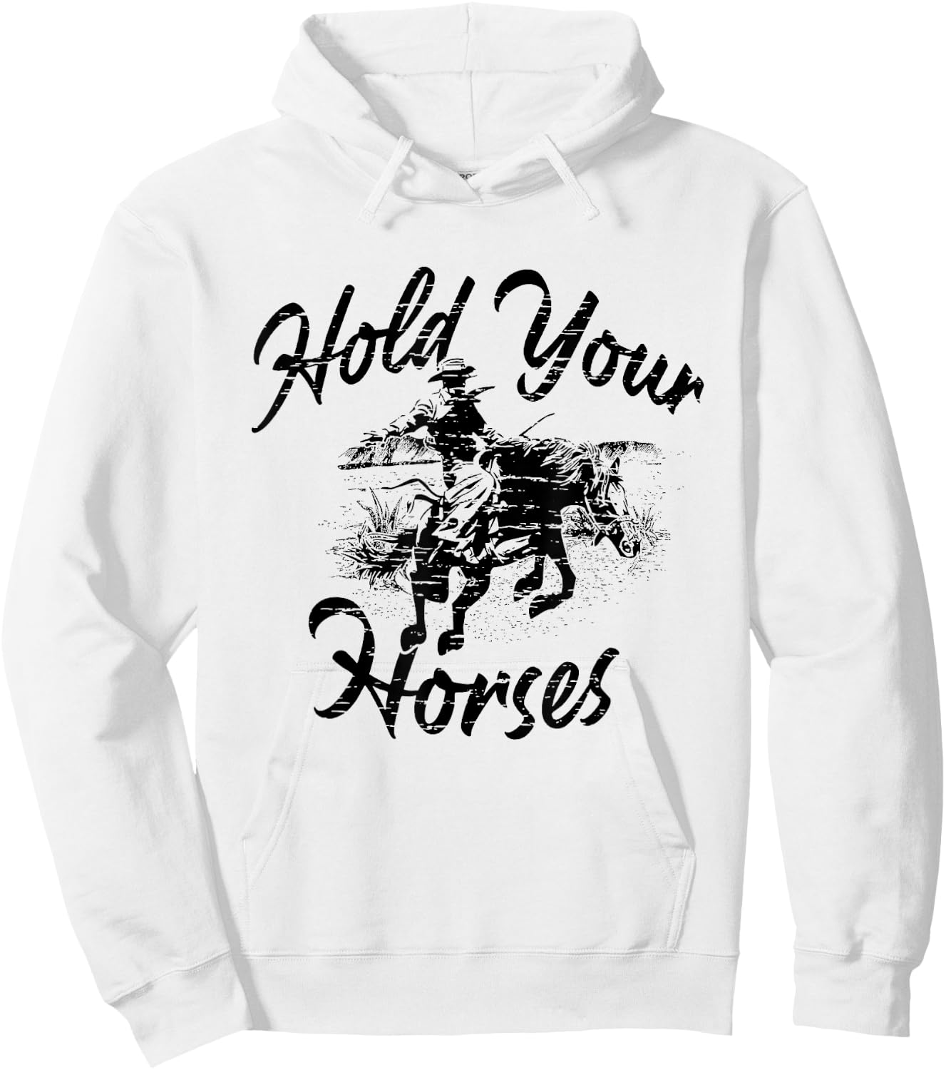 Vintage Rodeo Cowboy Hold Your Horses Retro Western Gift Hoodie - Hoodie | White