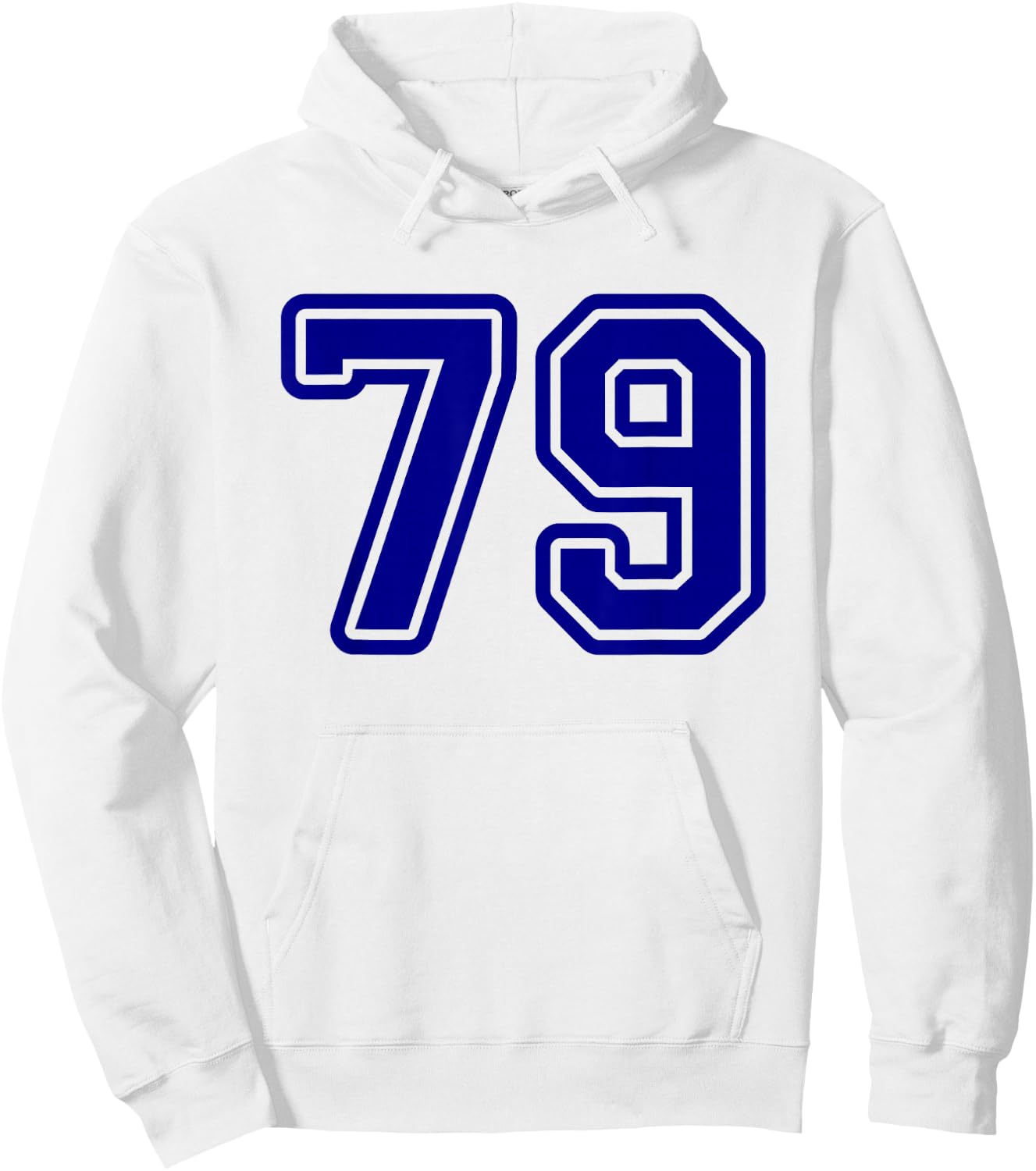 Blue Sports Team Number #79 Hoodie - Hoodie | White