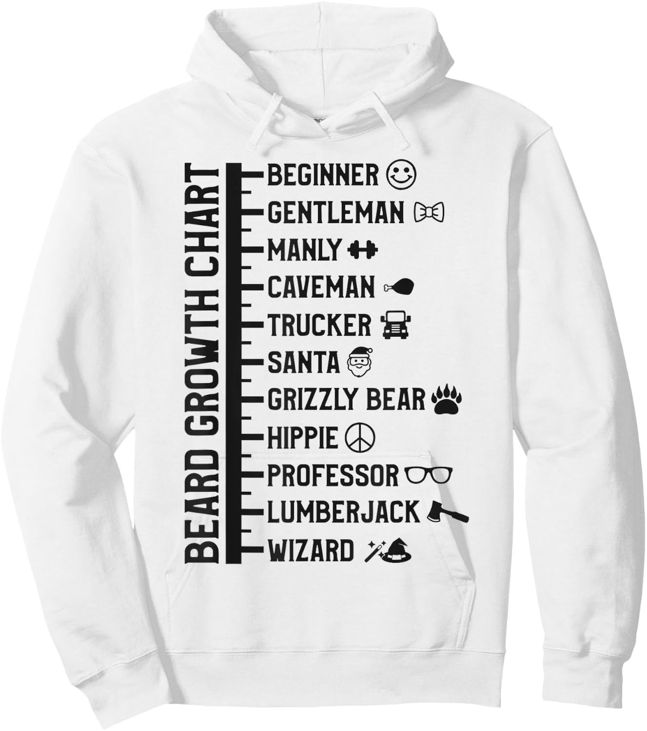 Beard Scale Length Measurement Size Chart Funny Bearded Gift Hoodie - Hoodie | White
