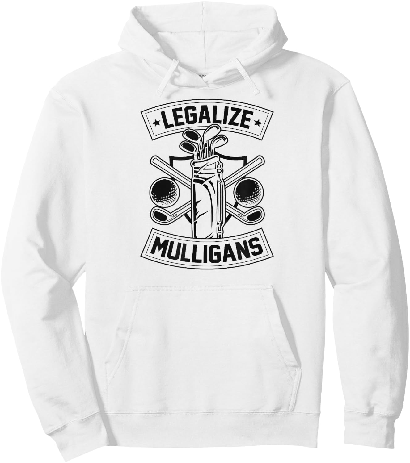 Legalize Mulligans Funny Golf Club And Ball Dad Joke Crest Hoodie - Hoodie | White