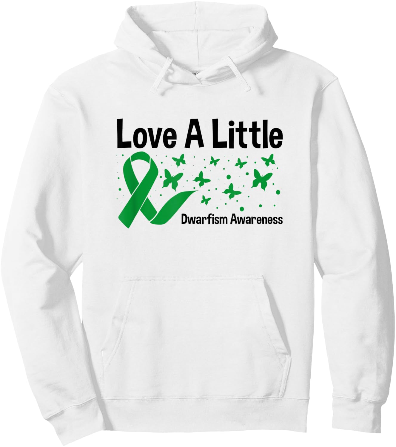 Love A Little, Green Ribbon Butterfly Dwarfism Awareness Hoodie - Hoodie | White