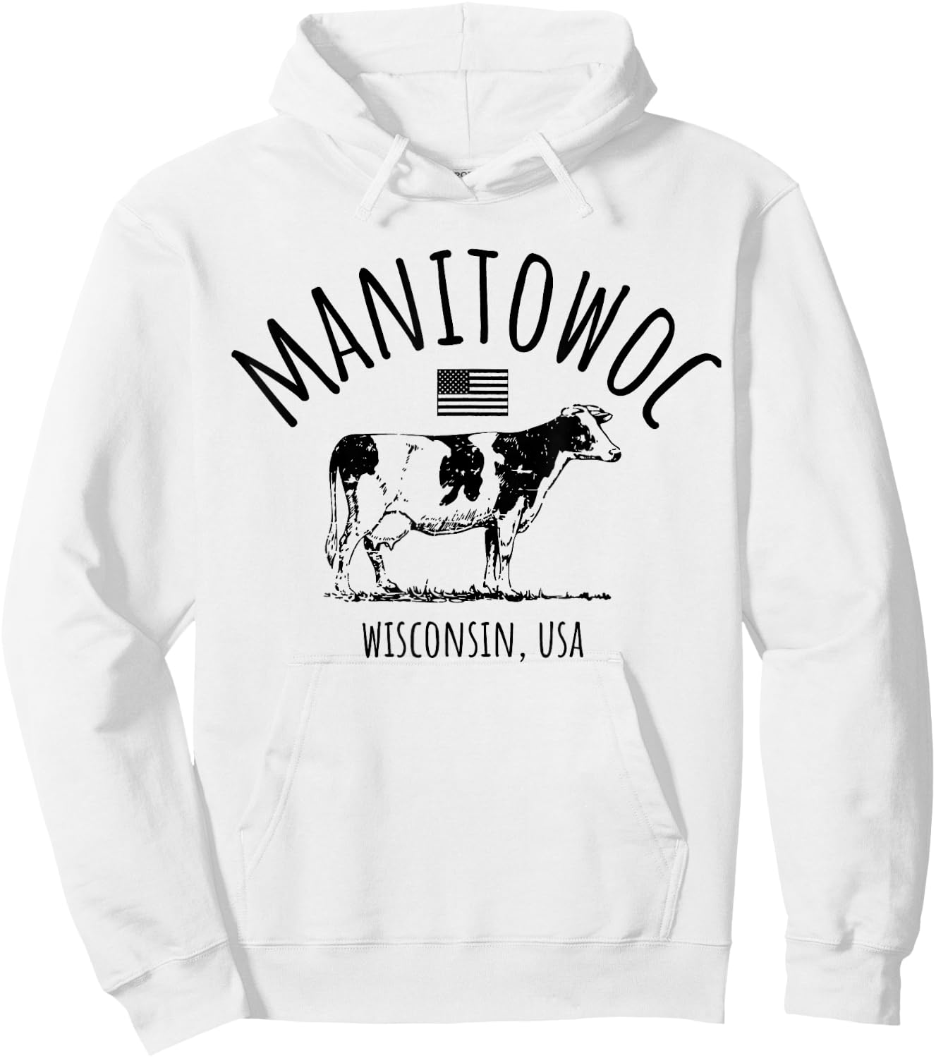 Manitowoc Wisconsin USA Retro Cow Vintage Style Design Hoodie - Hoodie | White