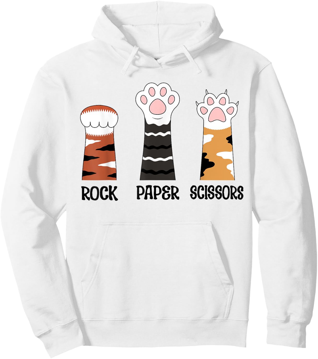 Funny Cat Paws Rock Paper Scissors Loves Playing Boys Kids Hoodie - Hoodie | White