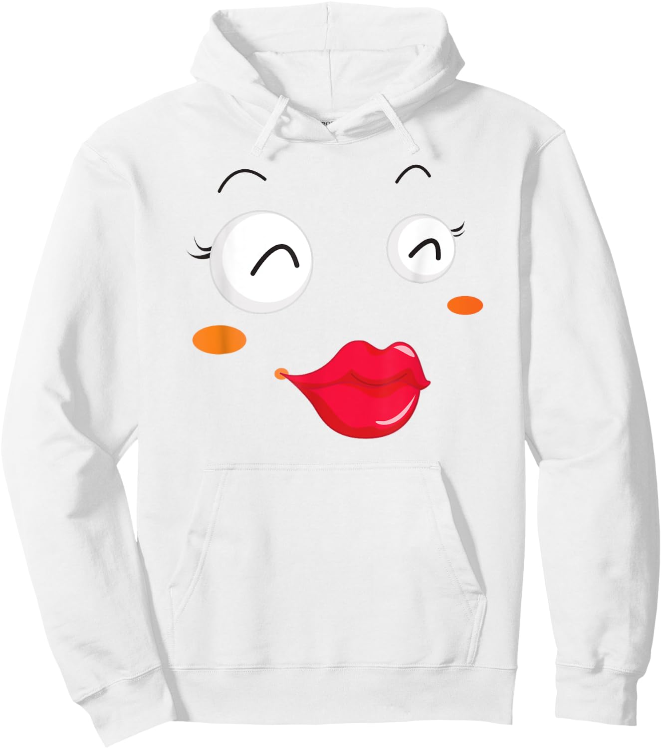 Group Costume Team Outfit Woman Dress Kiss Lips Emoticon Hoodie - Hoodie | White