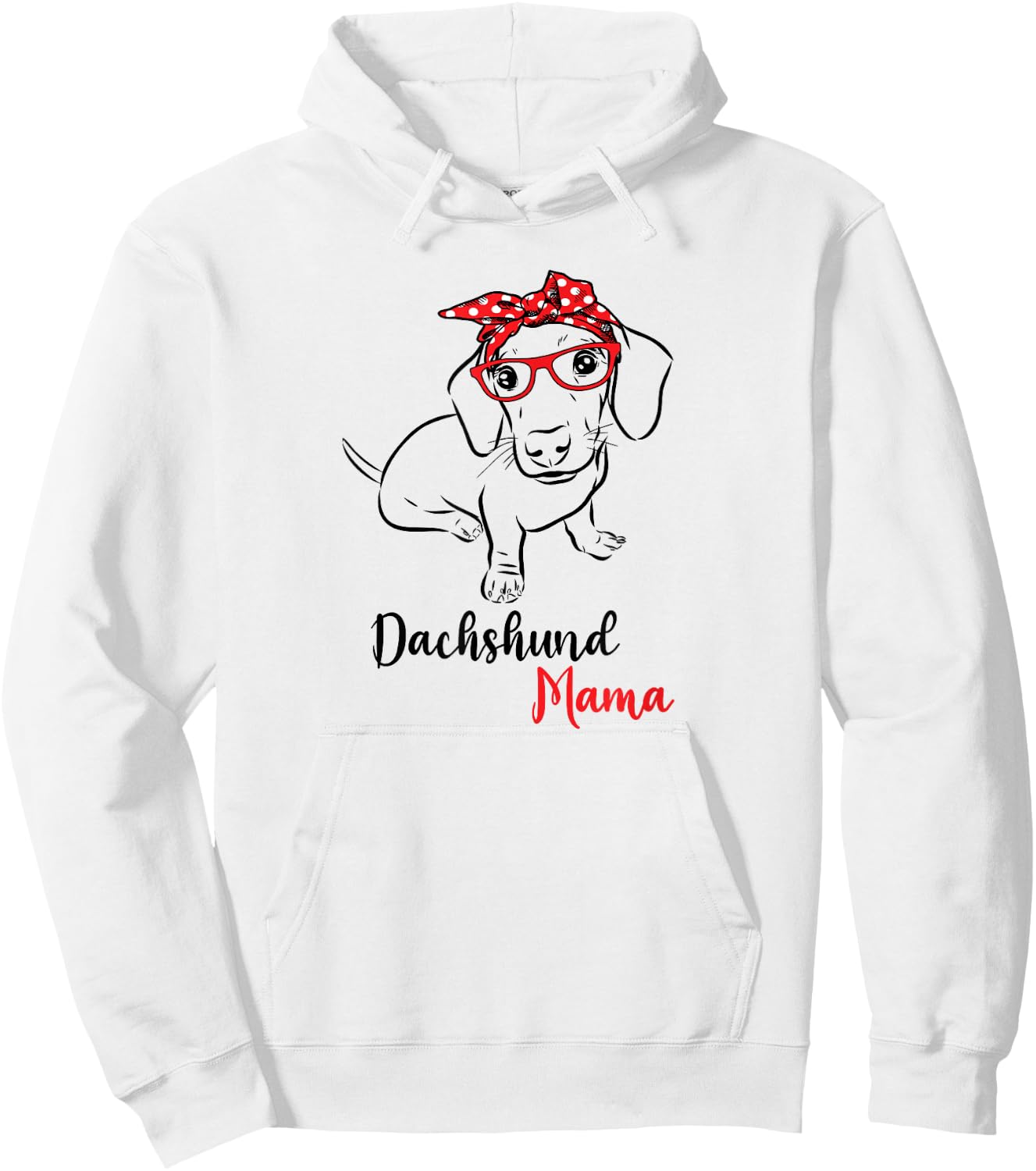 Cute Red Bandana Glasses Mom Lover Dachshund Mama Hoodie - Hoodie | White