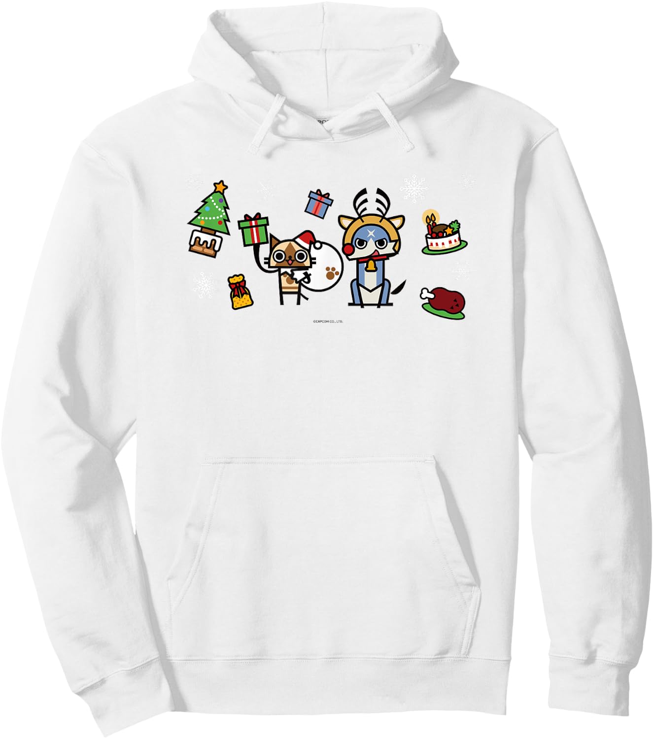 Monster Hunter Rise: Sunbreak Palamute＆Palico Christmas (B) Hoodie - Hoodie | White