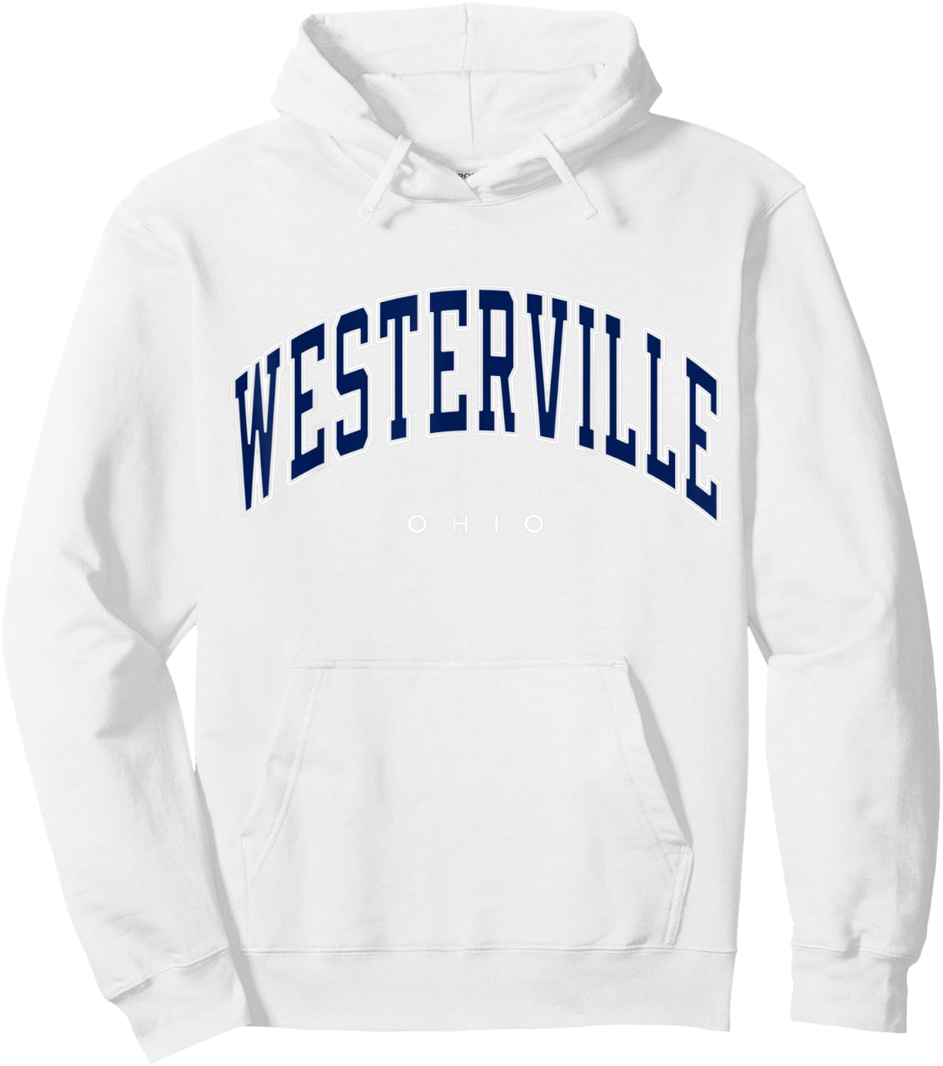 Westerville Ohio OH Varsity Style Navy Text Hoodie - Hoodie | White