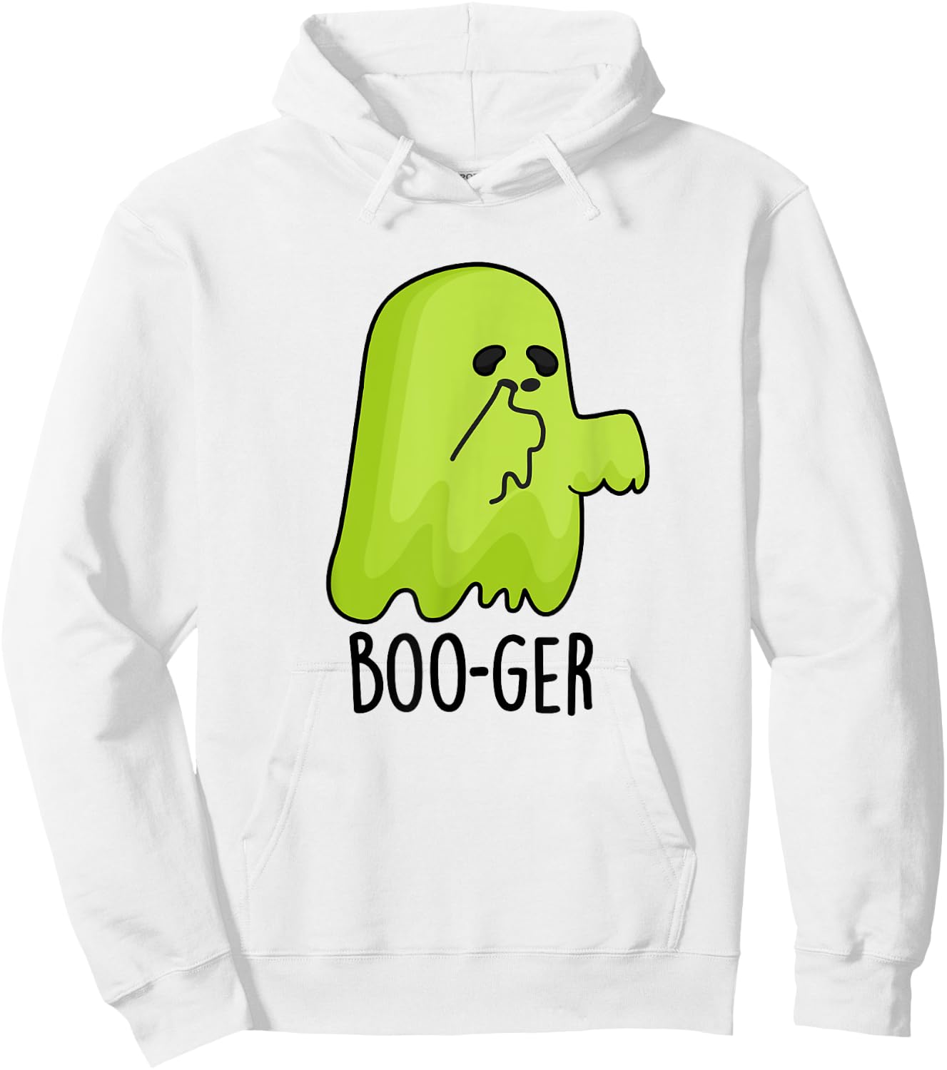 Boo-ger Funny Nose Picking Ghost Pun Hoodie - Hoodie | White