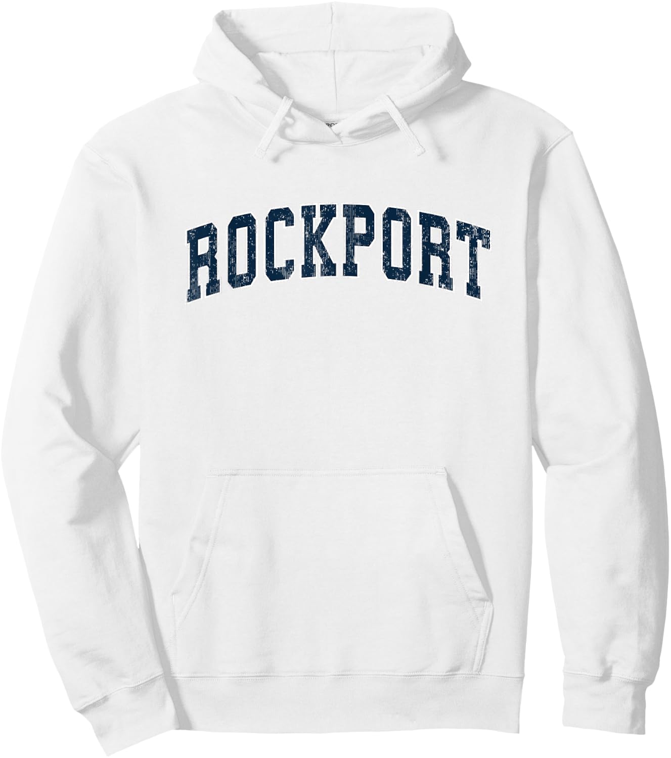 Rockport Massachusetts MA Vintage Sports Design Navy Design Hoodie - Hoodie | White