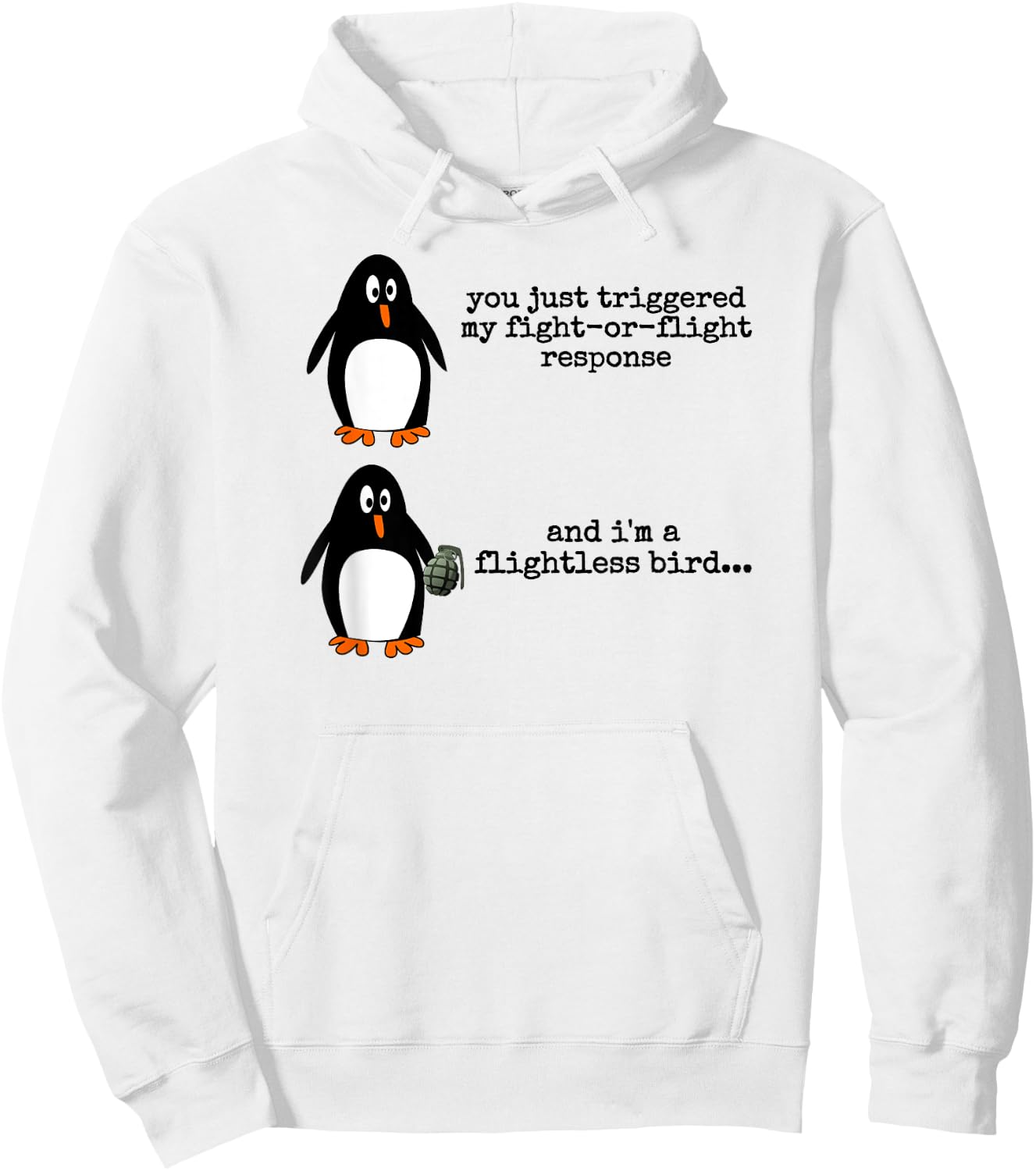 Penguin Fight Or Flight Meme Flightless Bird Social Anxiety Hoodie - Hoodie | White