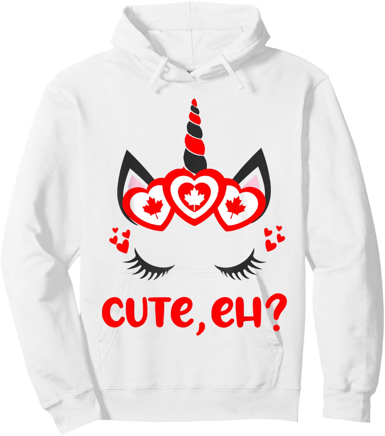 Funny Canadian Eh Girl Cute Unicorn Maple Leaf Canada Day Hoodie - Hoodie | White