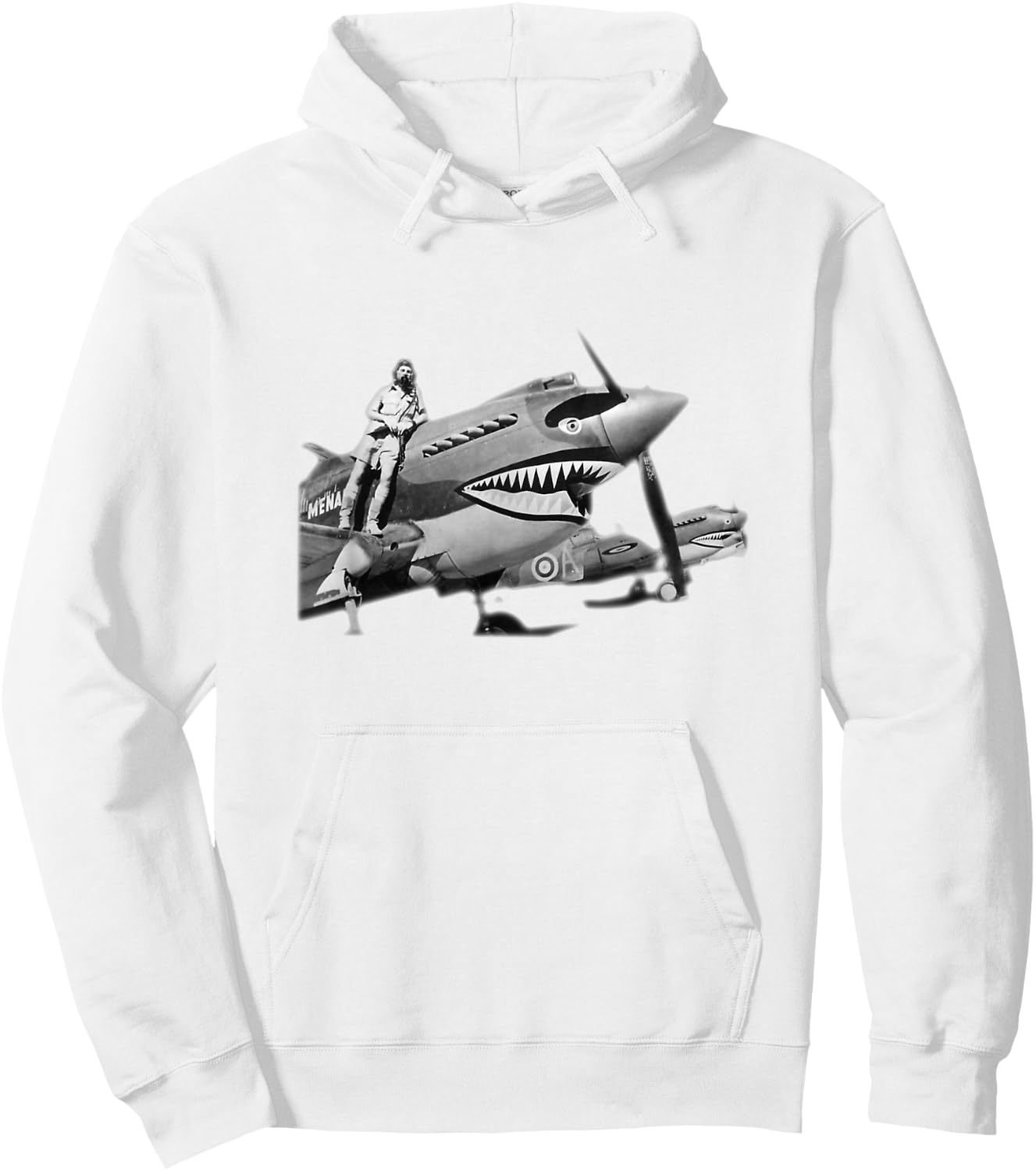 Shark Teeth P-40 Warhawk Nose Art WWII WW2 Airplane Vintage Hoodie - Hoodie | White