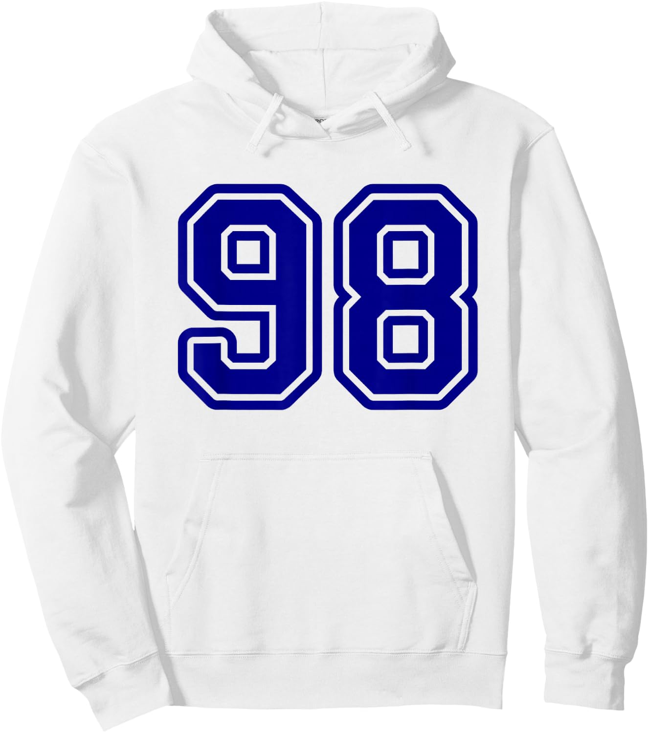 Blue Varsity Sports Team Number #98 Hoodie - Hoodie | White