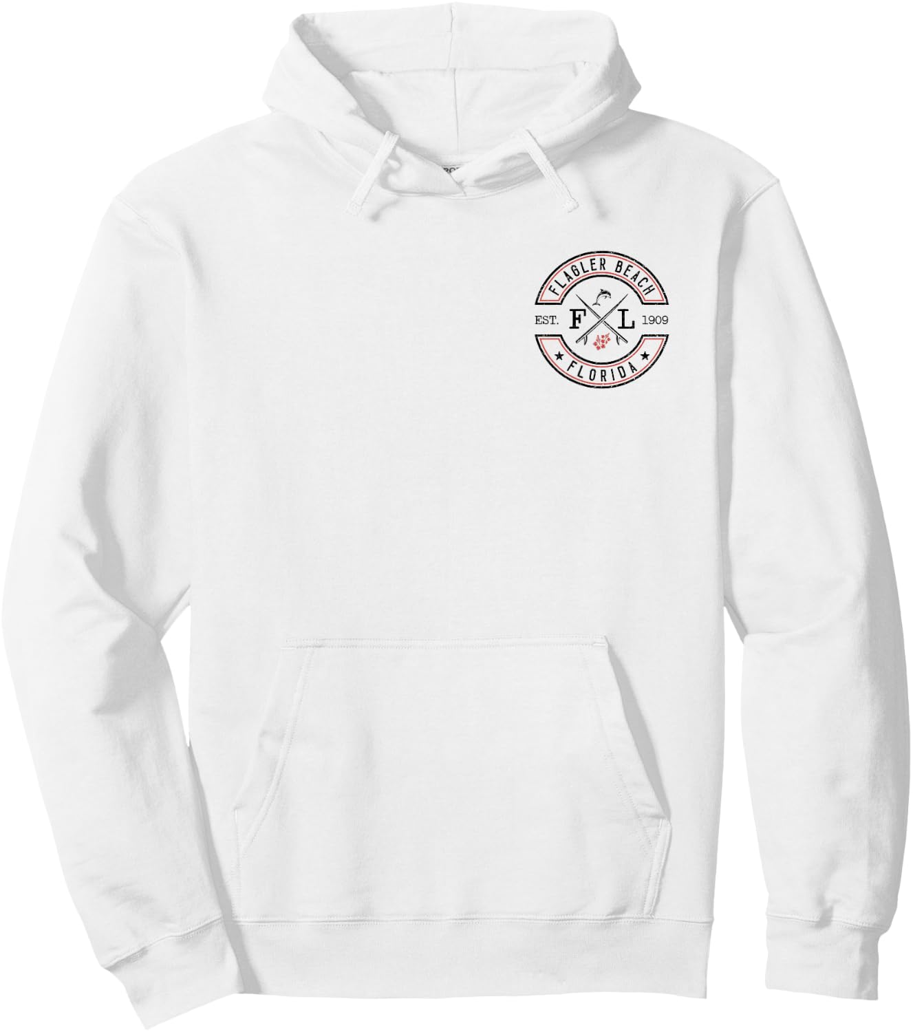 Flagler Beach Florida FL Retro Surfer Front & Back Men Women Kids Hoodie - Hoodie | White