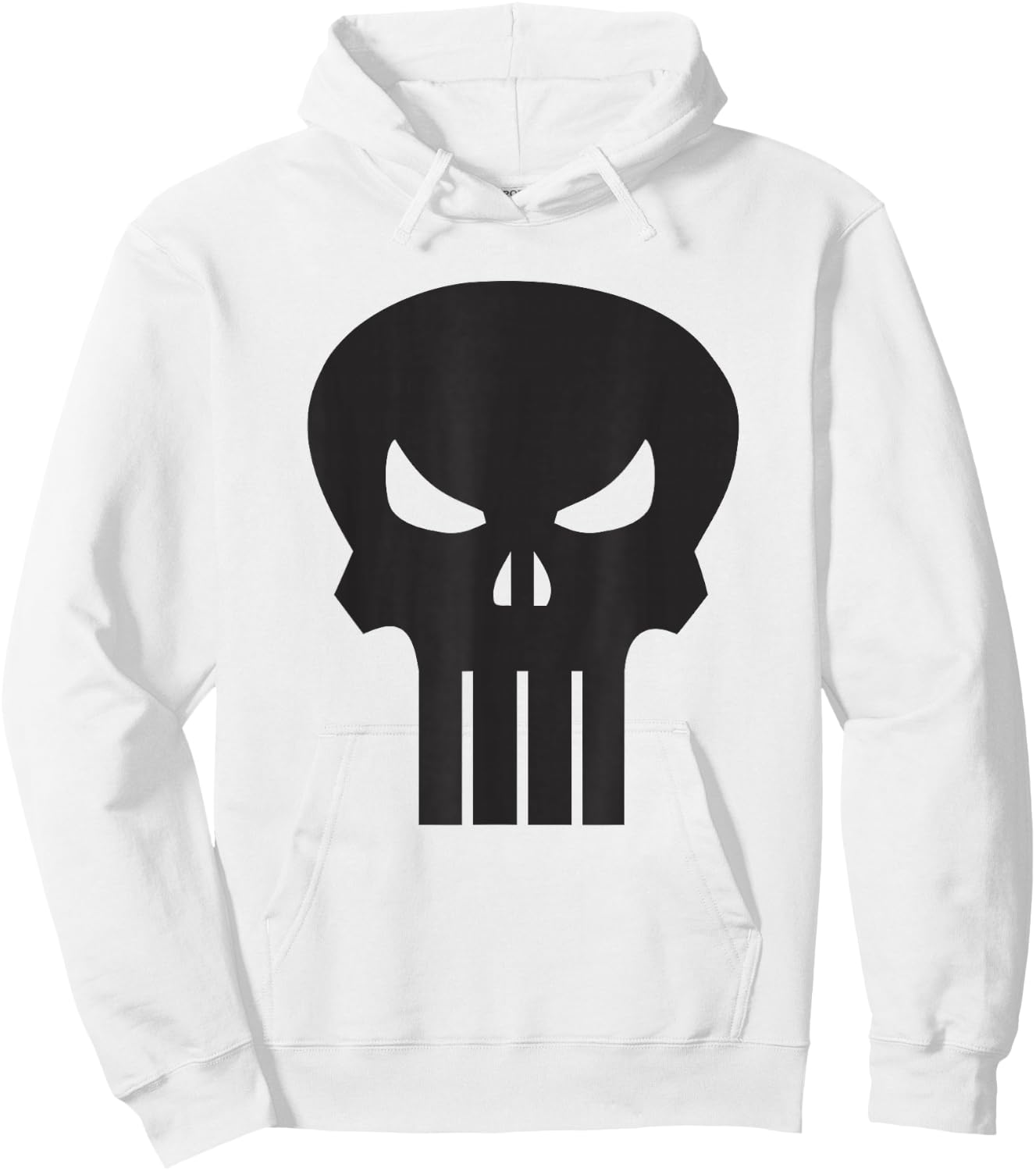 Marvel Comics Retro Classic Punisher Black Skull Chest Logo Hoodie - Hoodie | White