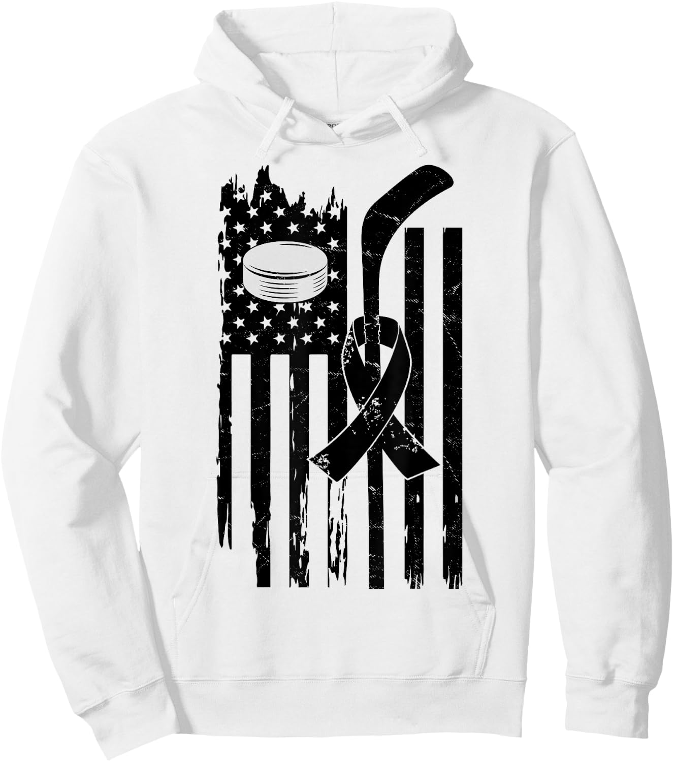 Hockey Pink Ribbon Breast Cancer Awareness Sport Lover Hoodie - Hoodie | White