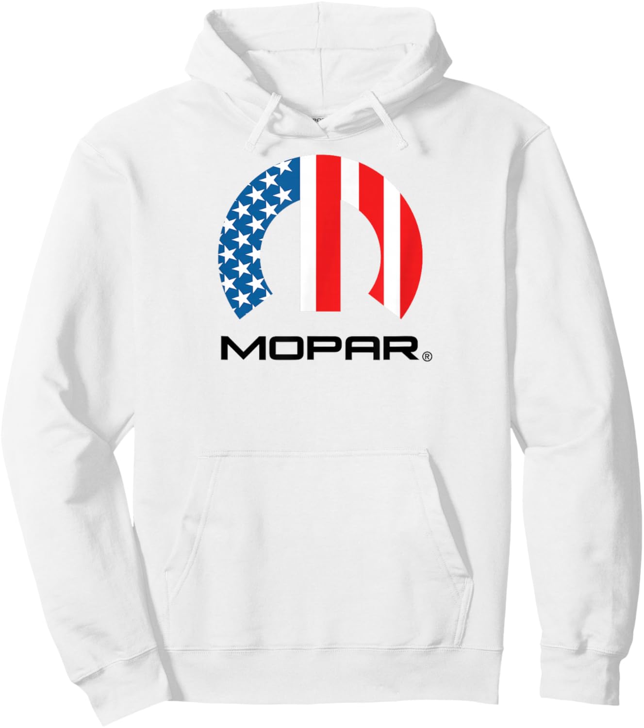 Mopar American Flag Black Logo Hoodie - Hoodie | White