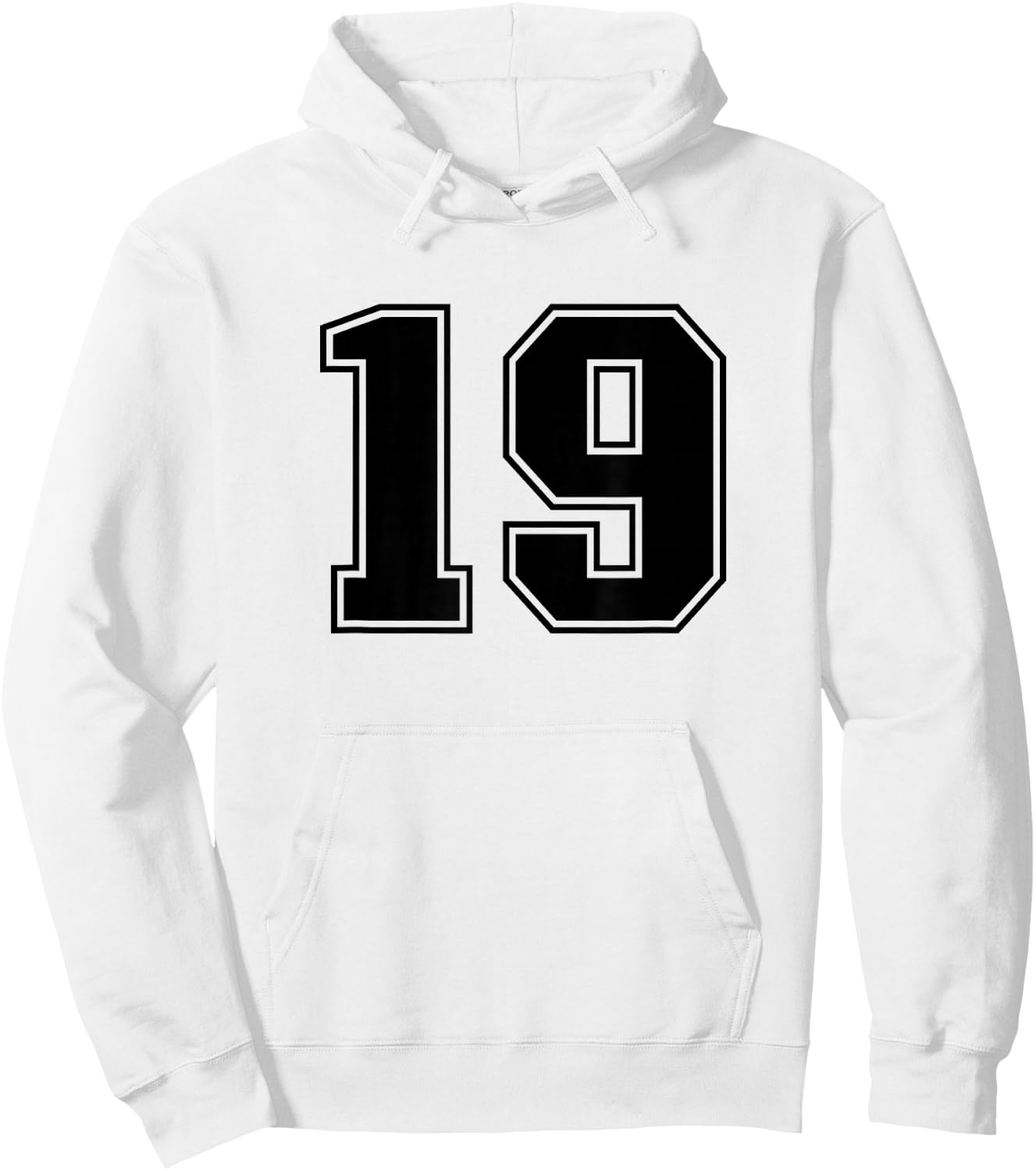 Number #19 Black Sport Number Hoodie - Hoodie | White
