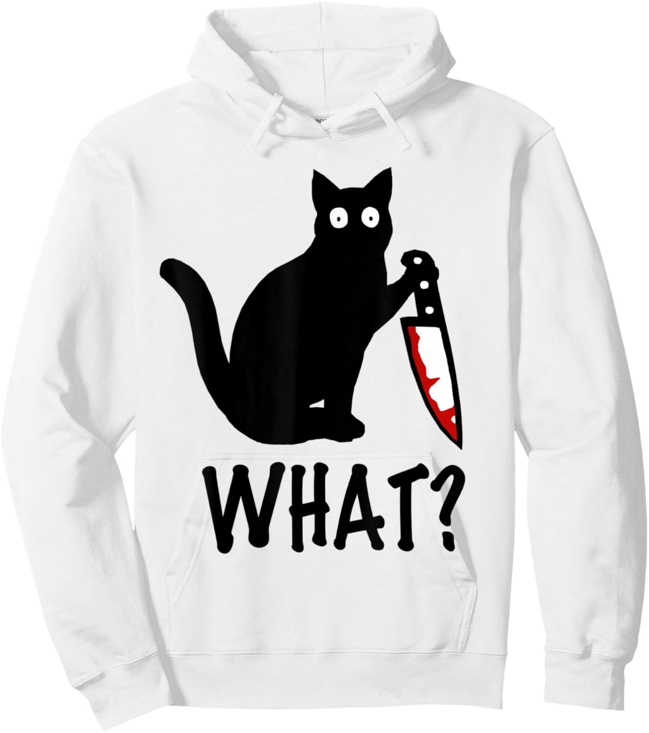 Cat What? Funny Black Cat Knife Shirt Hoodie - Hoodie | White