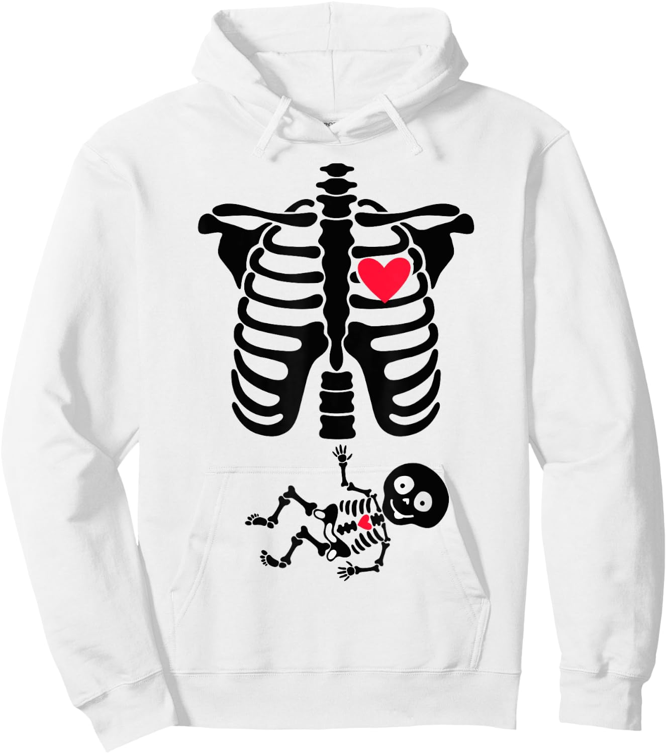 Halloween Costume for Pregnant Mom to Be Skeleton Hoodie - Hoodie | White