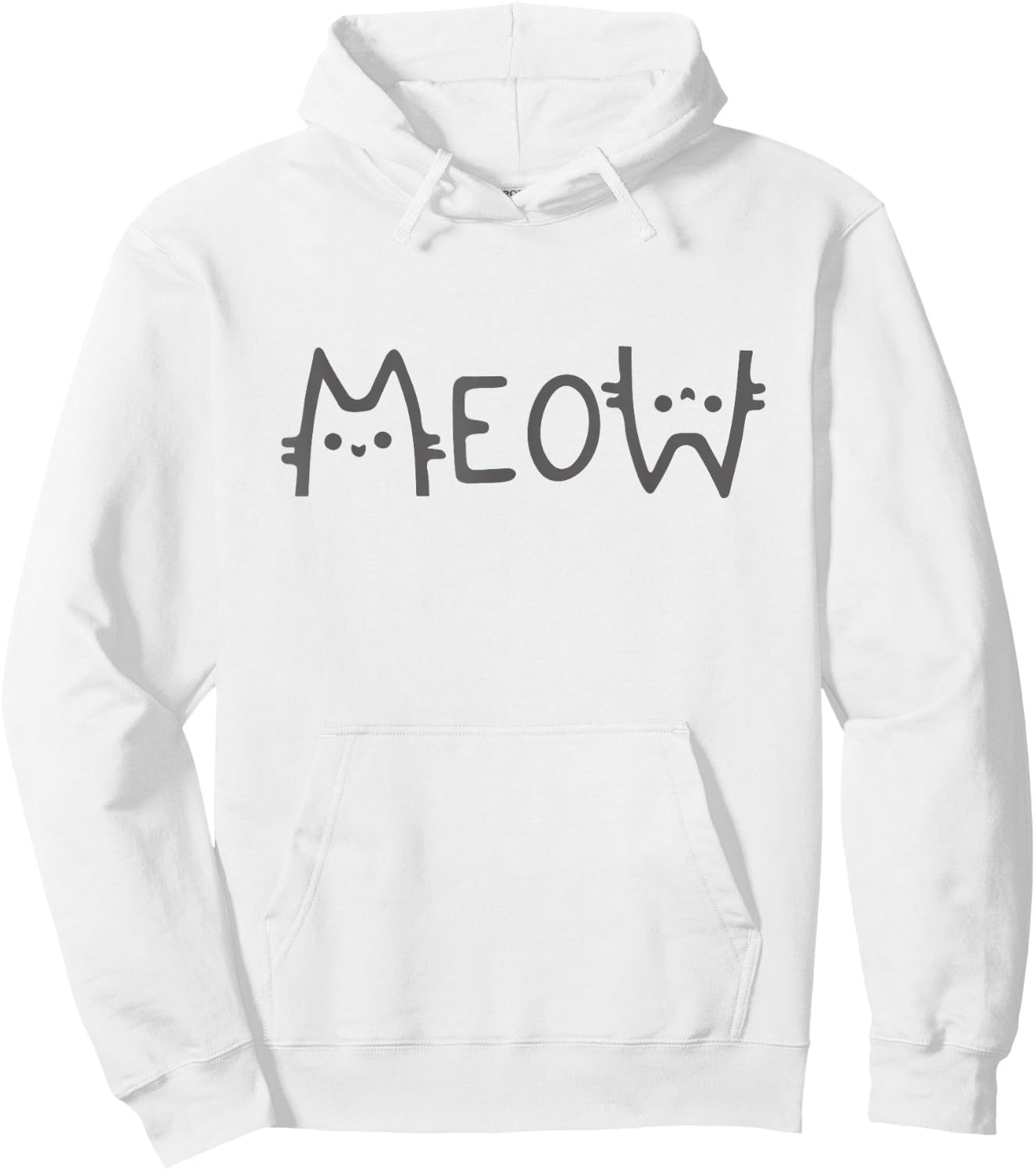 Meow Funny Minimalist Cute Pet Kitten Cat Lover Owner Simple Hoodie - Hoodie | White