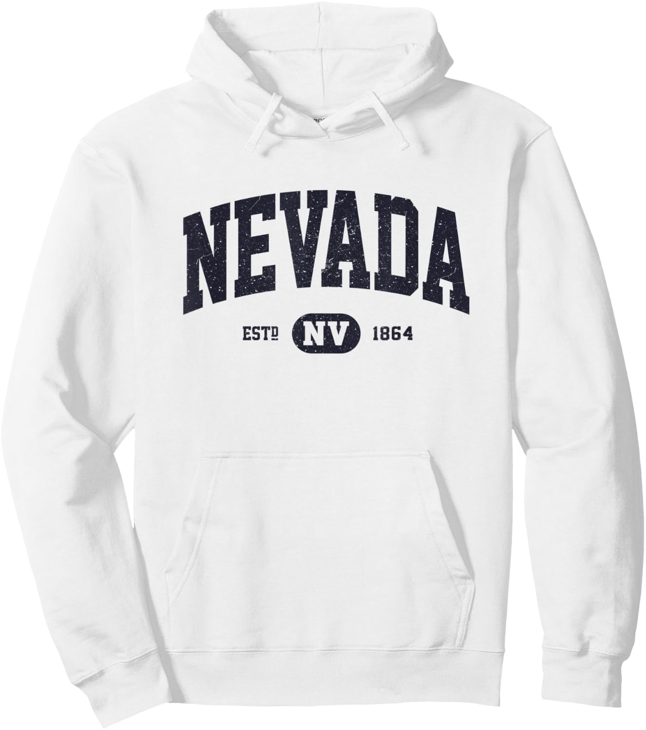 Navy Retro Vintage Nevada Hoodie - Hoodie | White